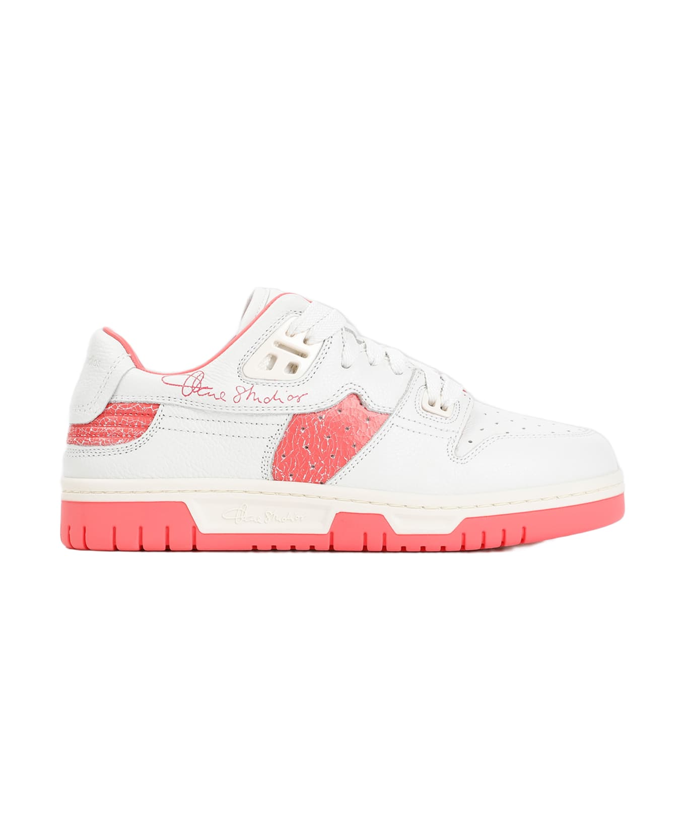 Acne Studios Low Top Leather Sneakers - Dna White Electric Pink