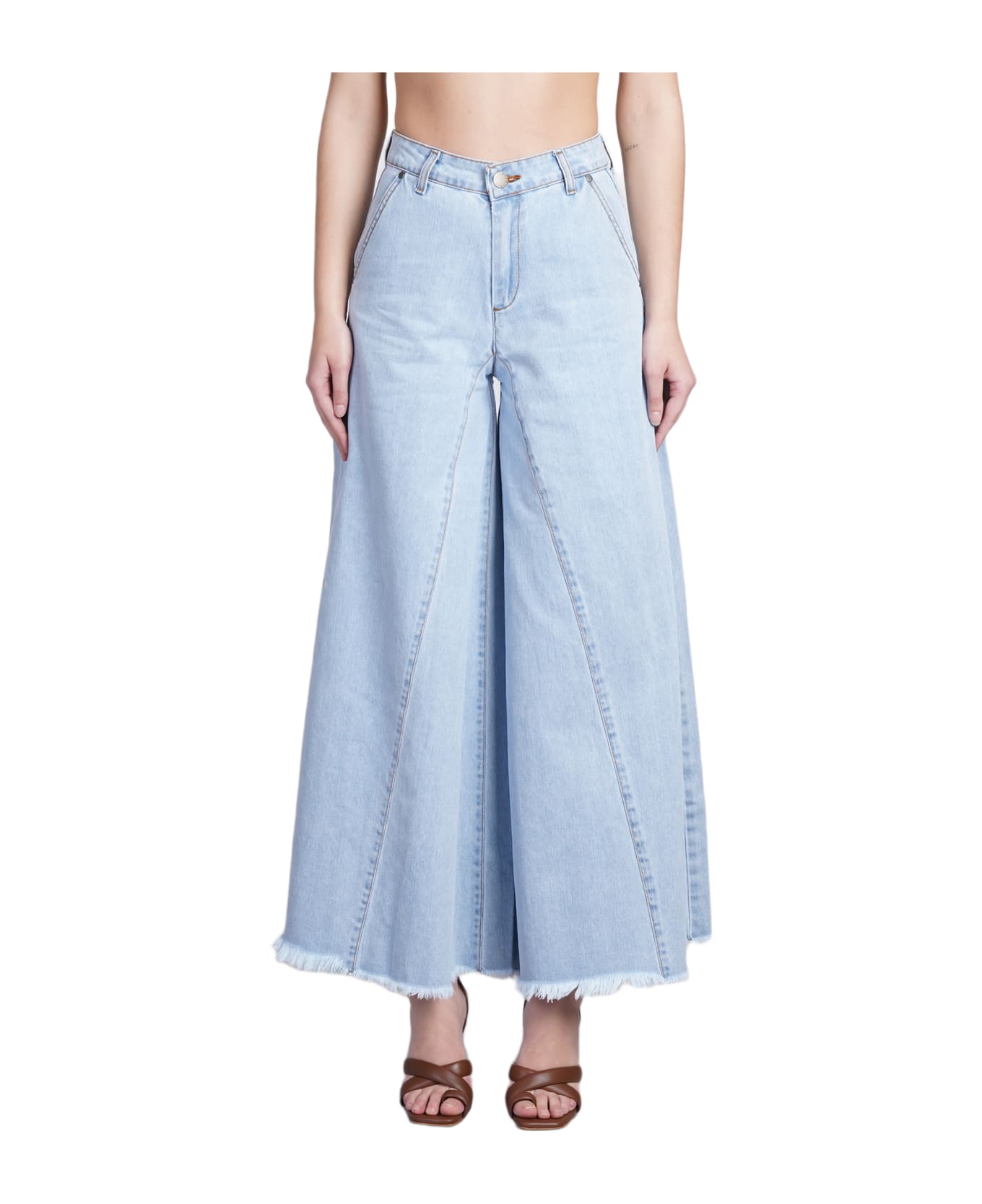 Federica Tosi Jeans In Cyan Denim - cyan