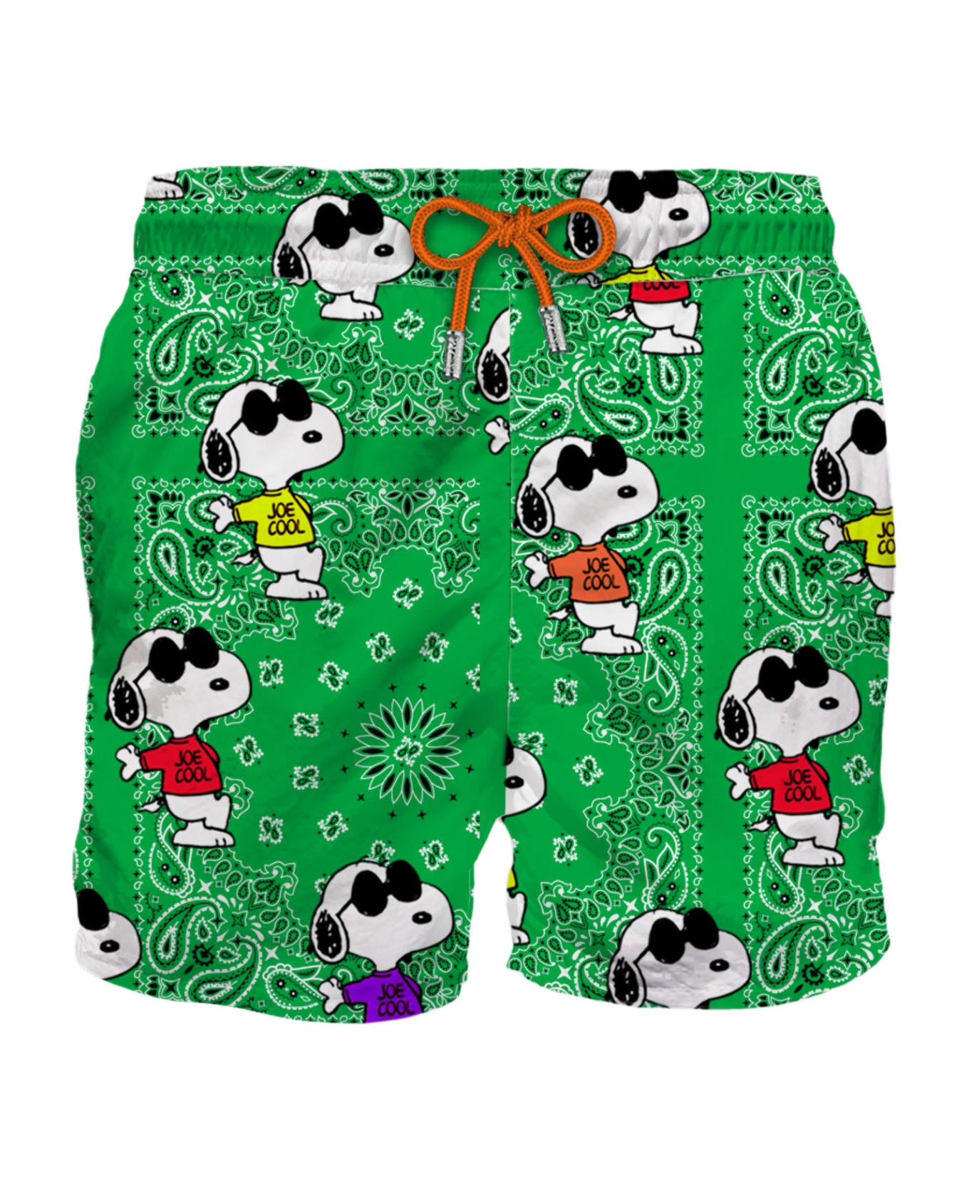MC2 Saint Barth Man Classic Swim Shorts With Snoopy On Green Bandanna Pattern | Snoopy - Peanuts Special Edition - GREEN