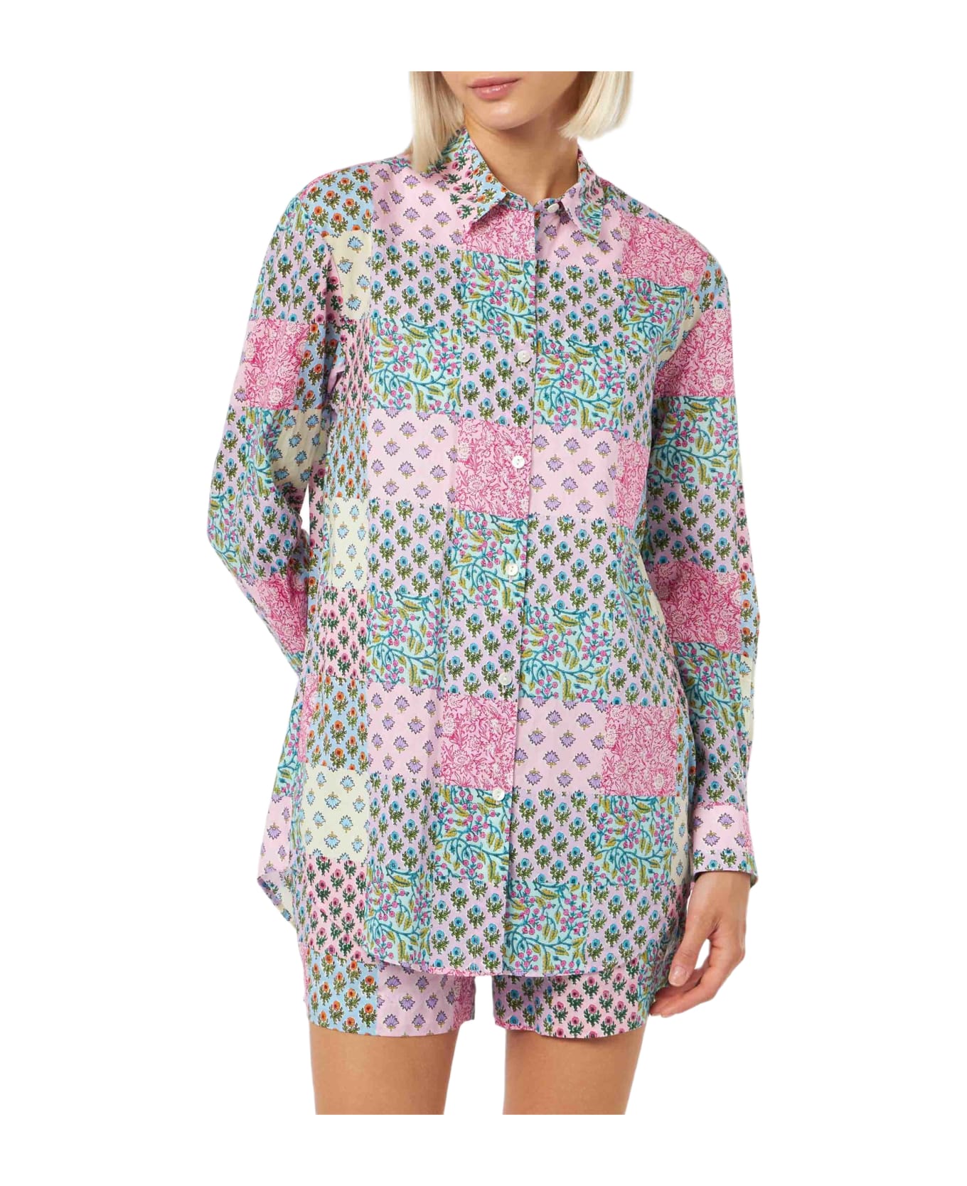 MC2 Saint Barth Woman Cotton Shirt Brigitte With Flower Print - MULTICOLOR