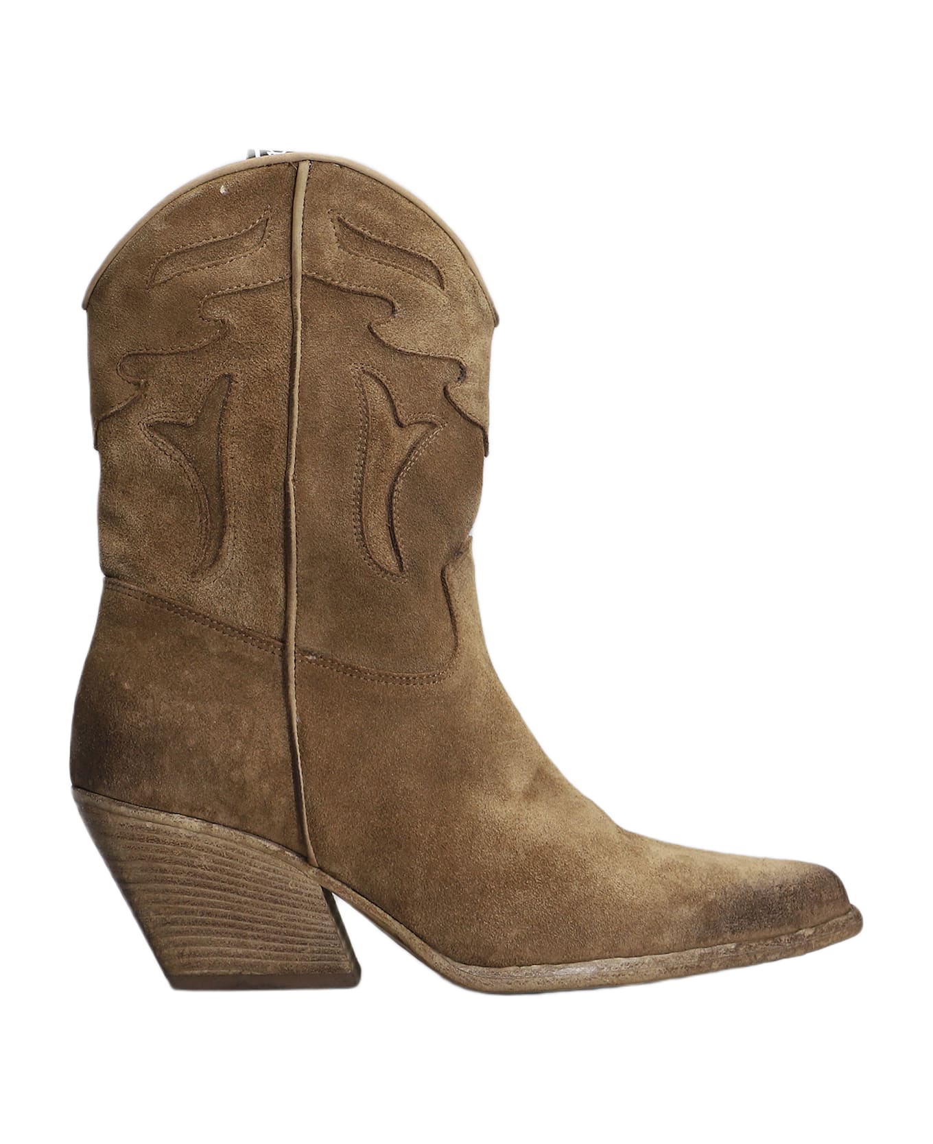 Elena Iachi Texan Ankle Boots In Camel Suede - Camel