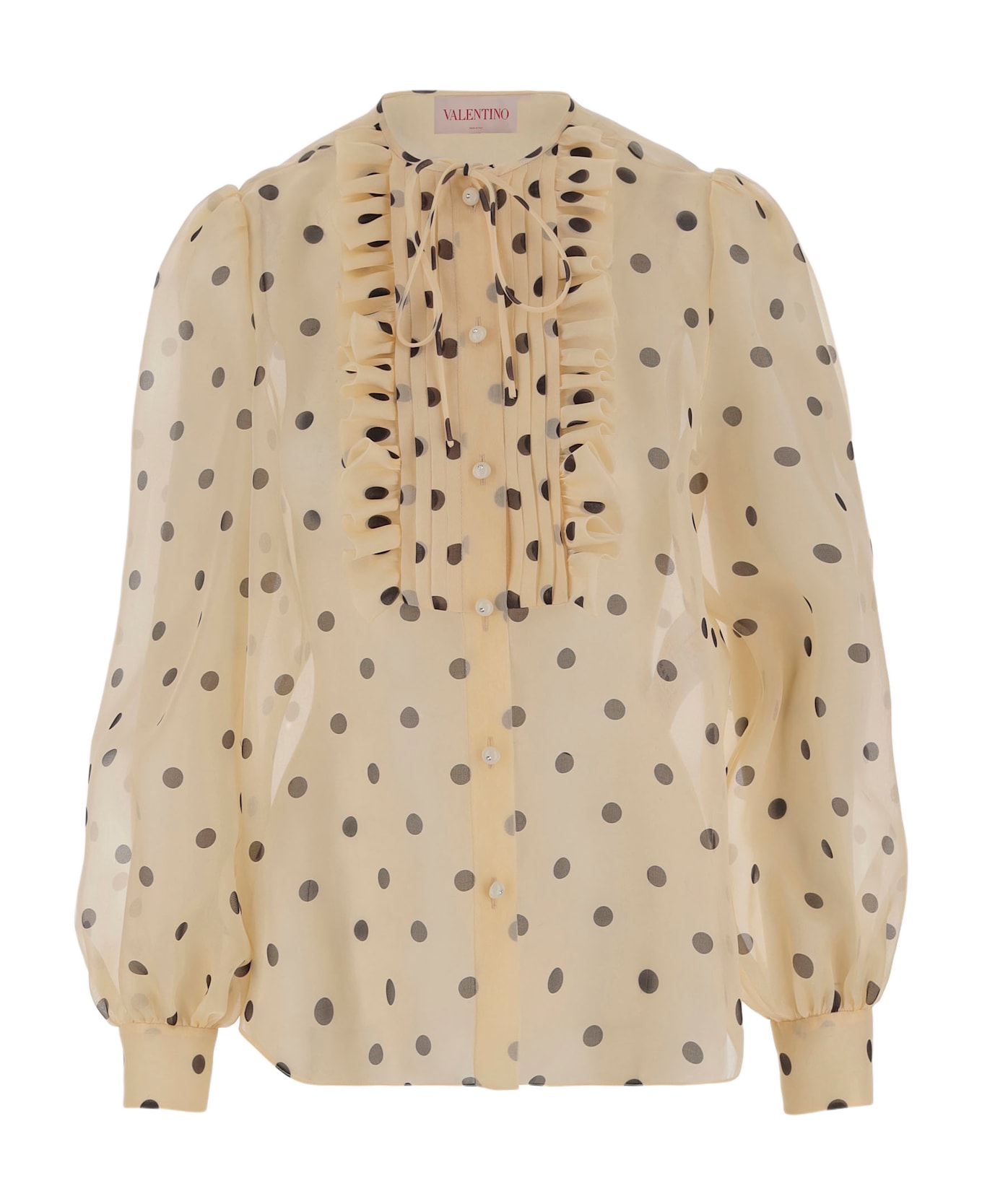 Valentino Silk Organza Shirt With Polka Dot Pattern - Red