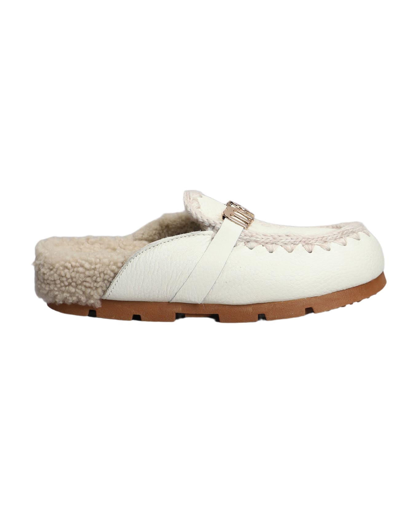 Mou Winter Bio Slipper-mule In White Leather - White