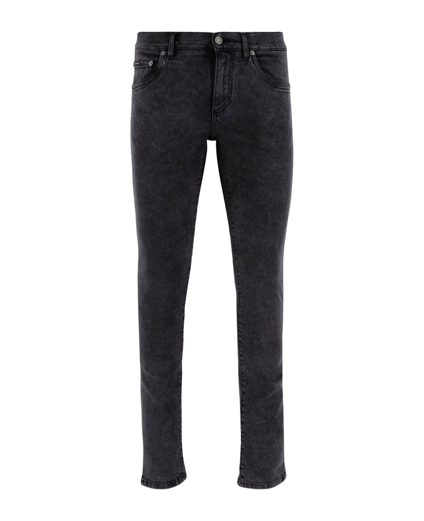 Dolce & Gabbana Stretch Cotton Skinny Jeans With Logo - Black