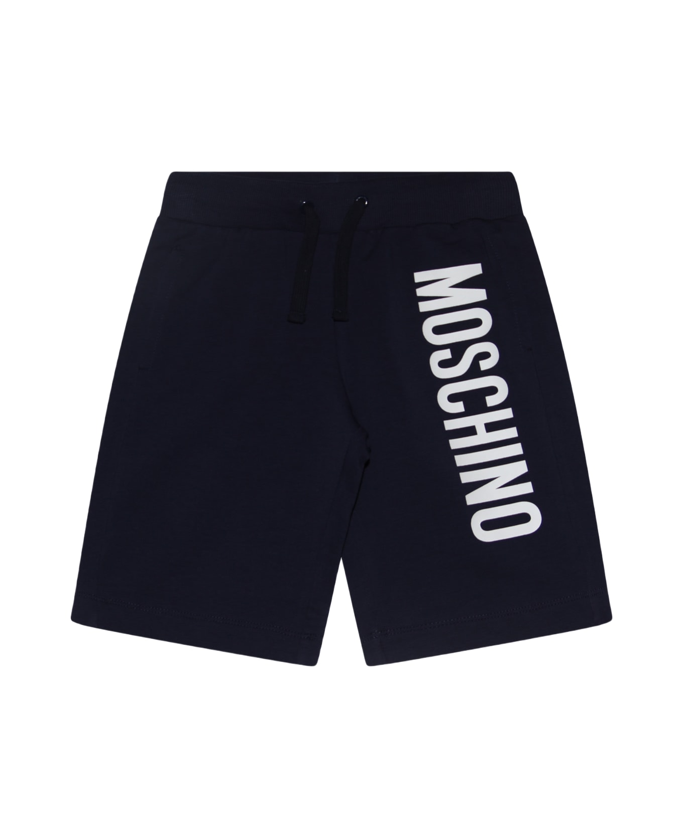 Moschino Navy Blue And White Cotton Blend Track Shorts - Blue ボトムス