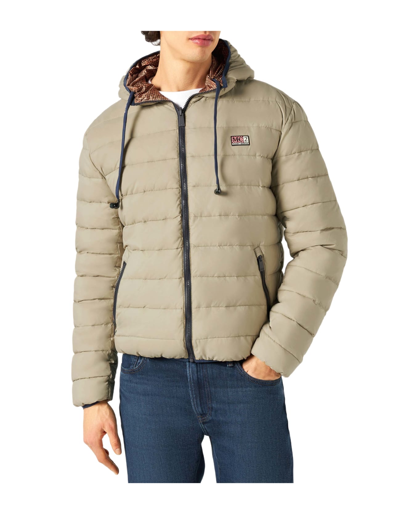 MC2 Saint Barth Man Double Face Beige Down Jacket Courchevel - WHITE