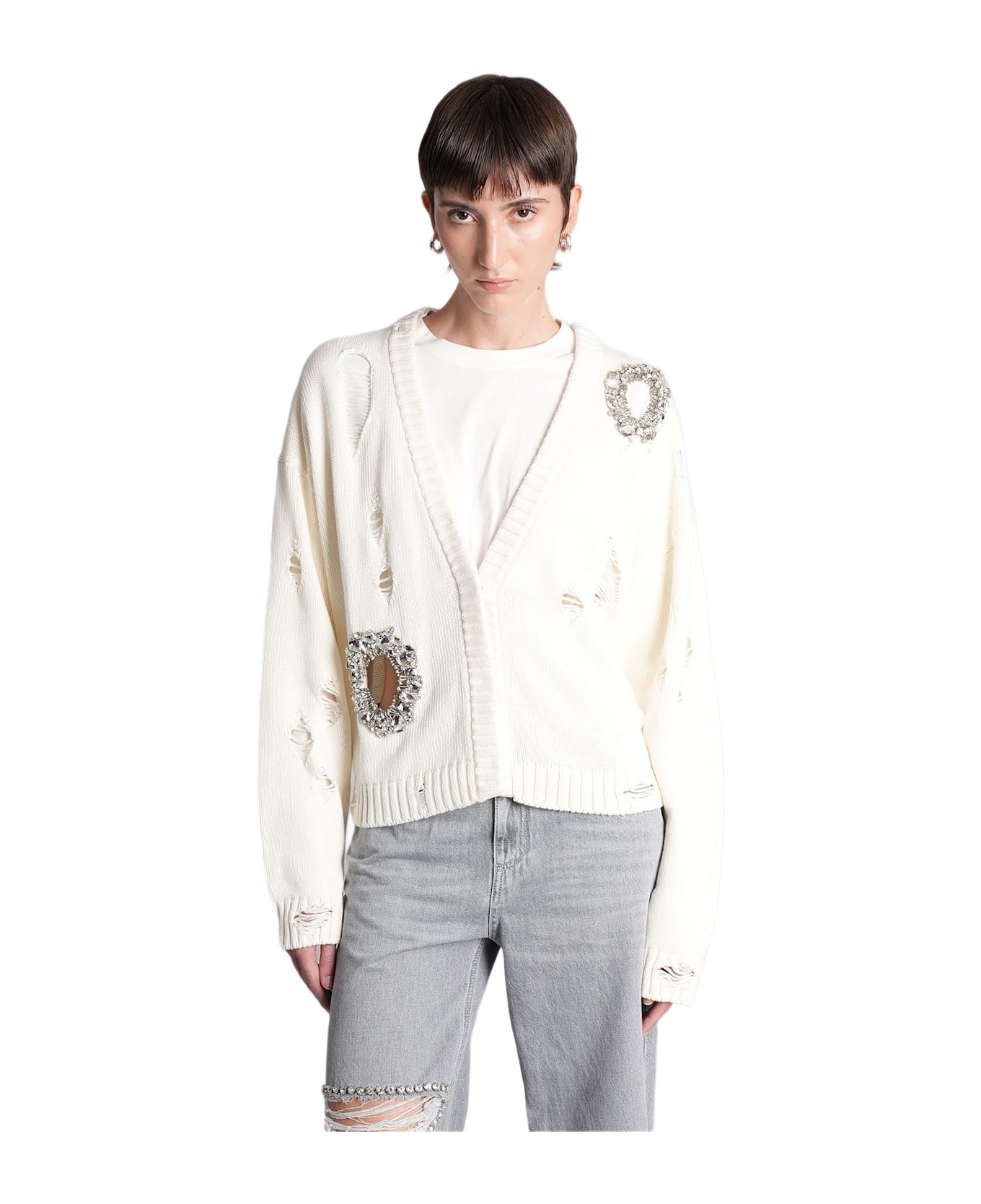 AREA Cardigan In Beige Cotton - beige
