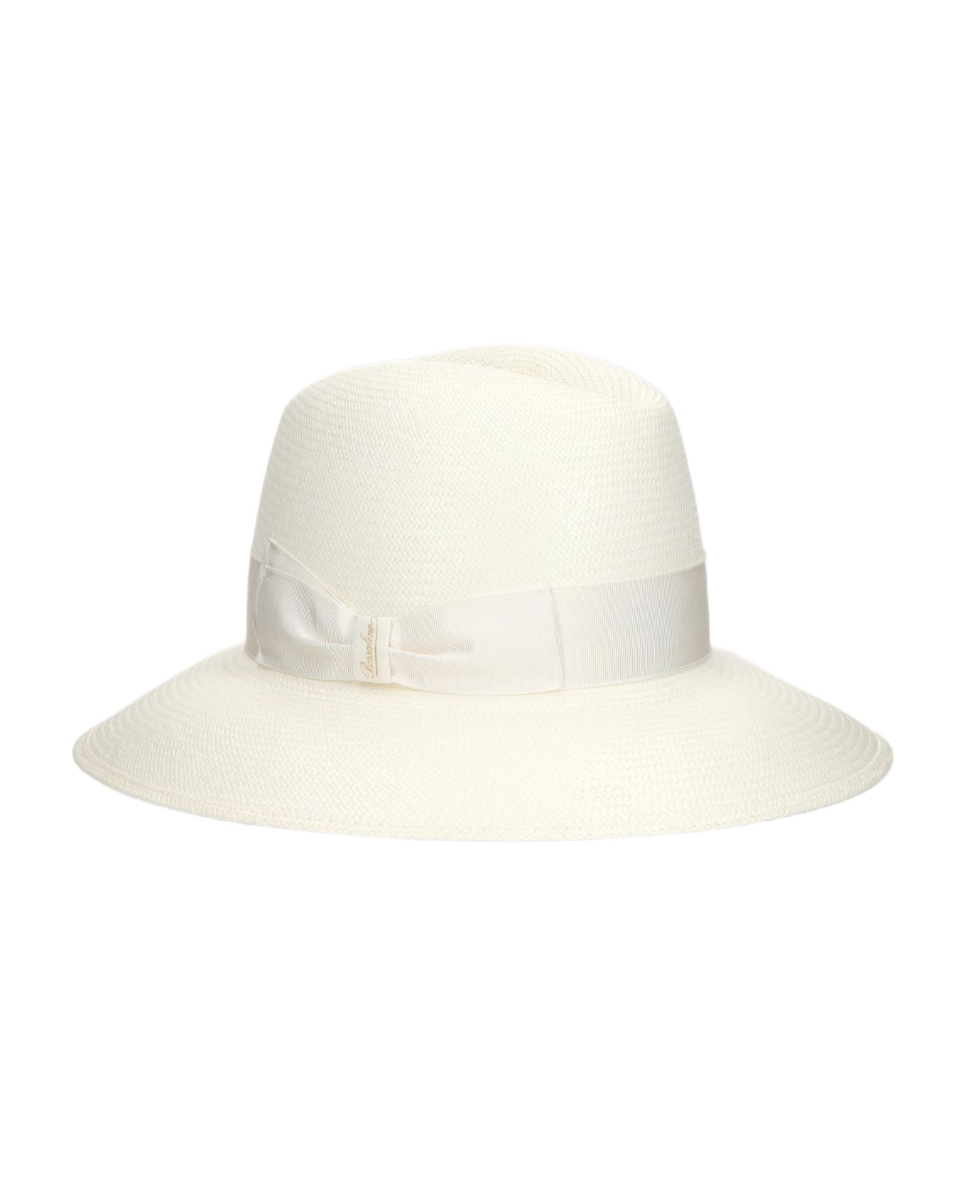 Borsalino Claudette Panama Fine Wide Brim - WHITE, CREAM HAT BAND 帽子