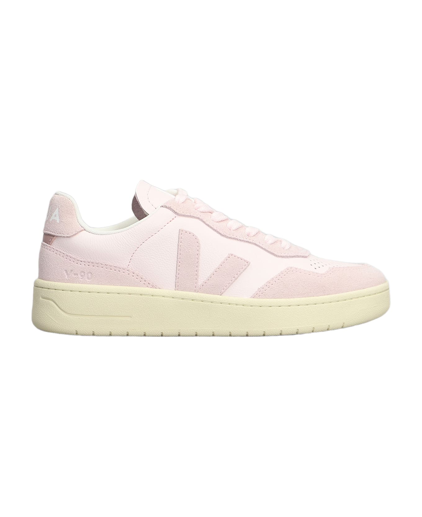 Veja V-90 O.t. Sneakers In Rose-pink Suede And Leather - rose-pink
