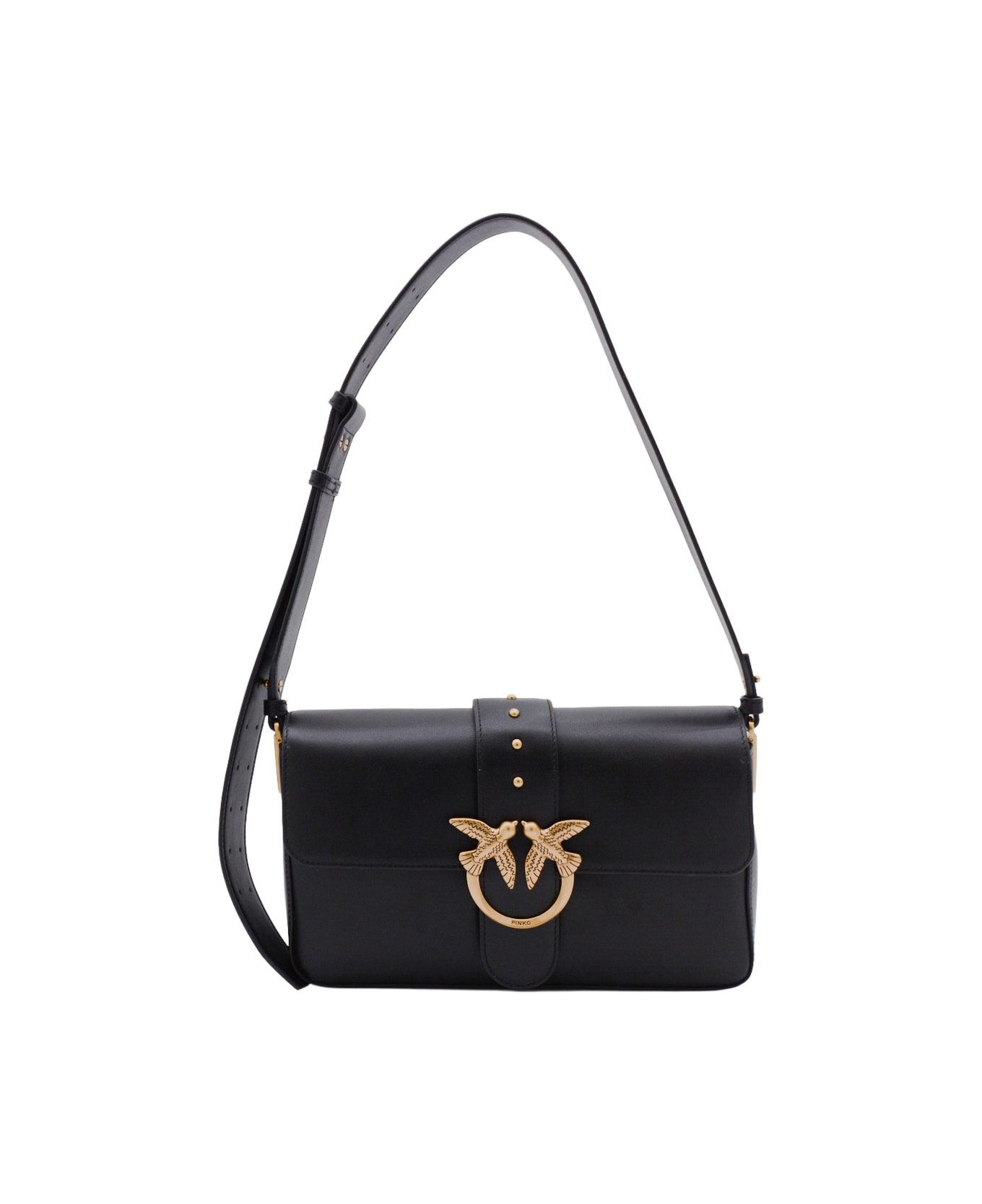 Pinko Black Leather Shoulder Bag - Black
