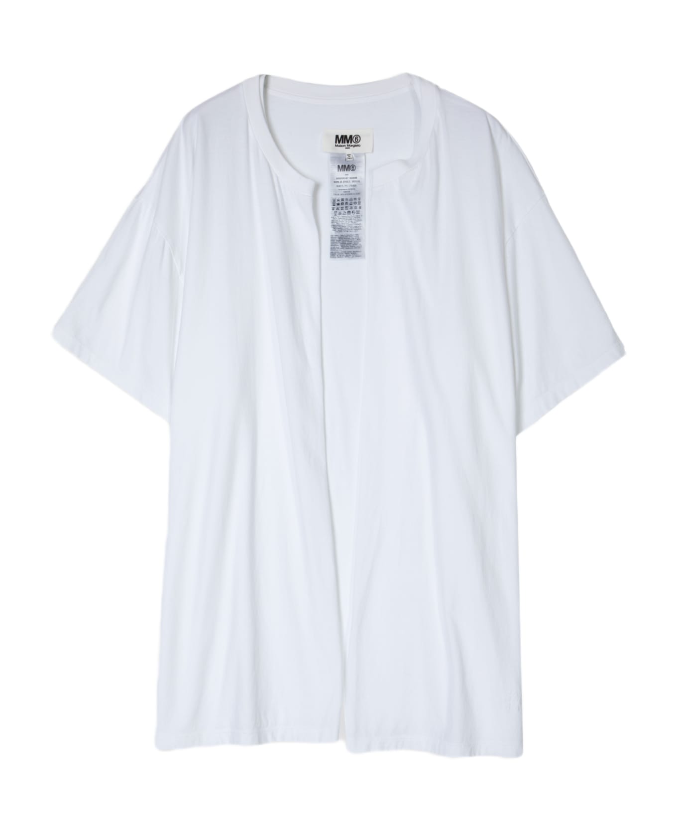 MM6 Maison Margiela Front Opening T-shirt - Bianco