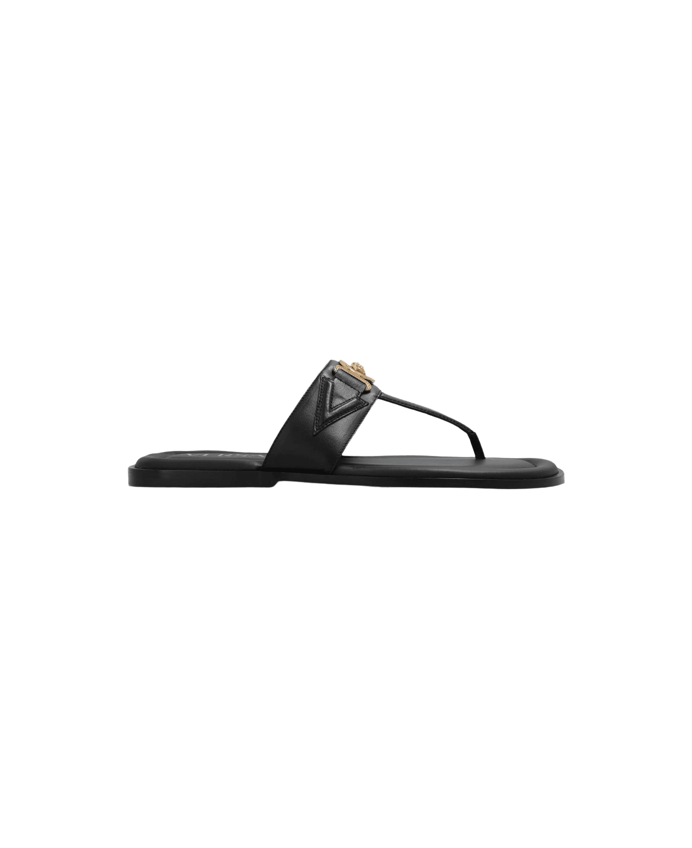 Versace Leather Slides - NERO