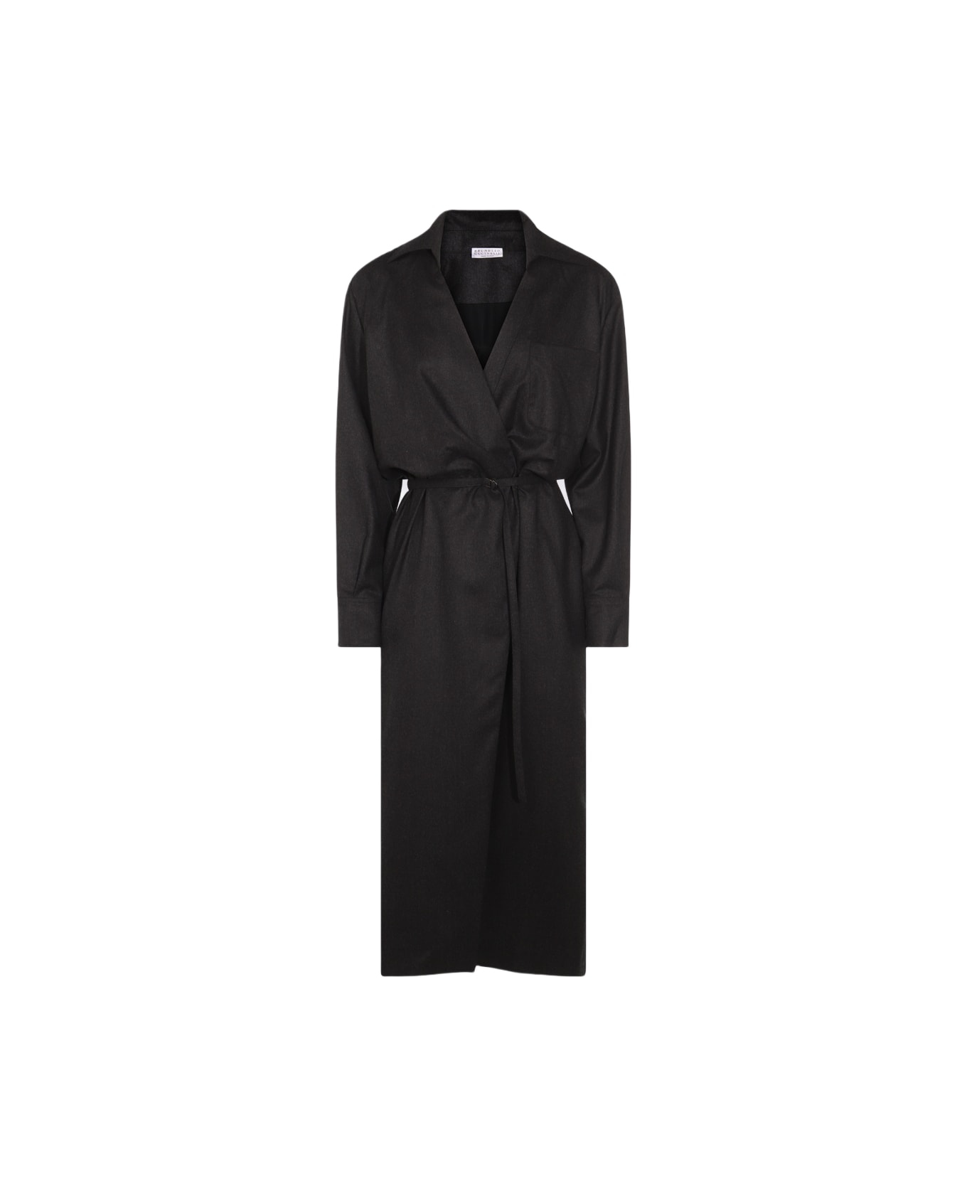 Brunello Cucinelli Black Leather Dress - Anthracite