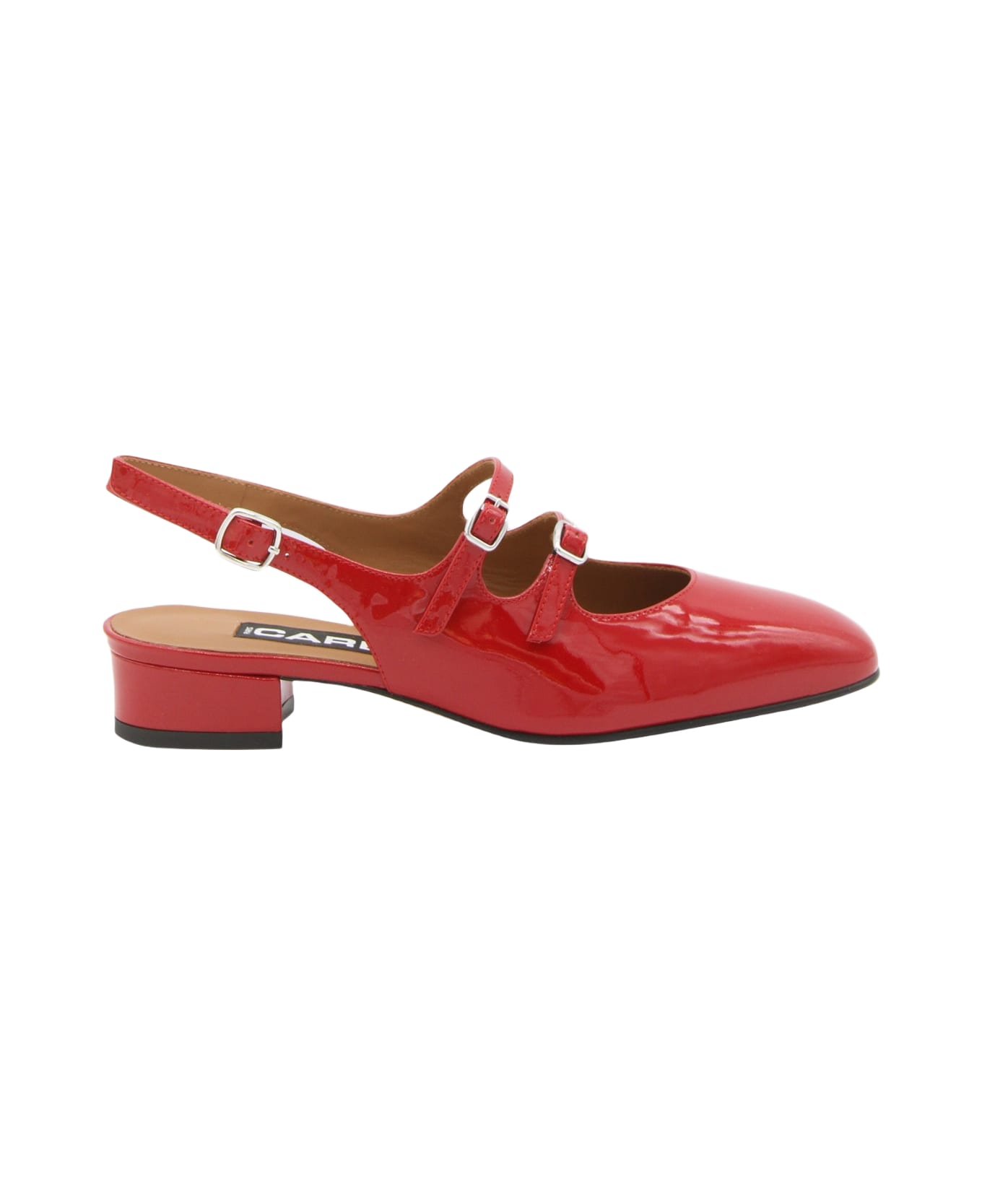Carel Red Leather Slingback Mary Janes Pumps