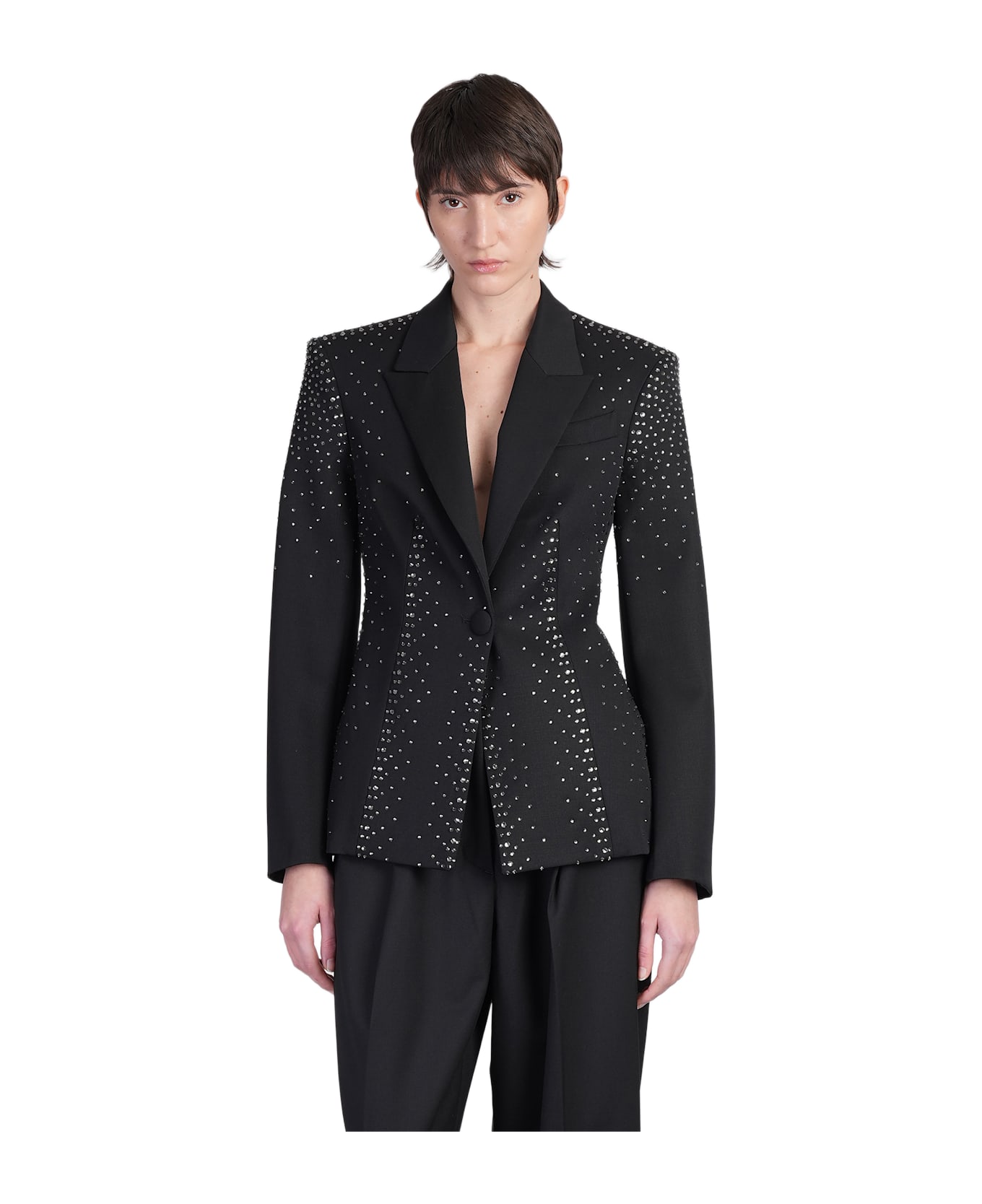 The Attico Blazer In Black Wool - black