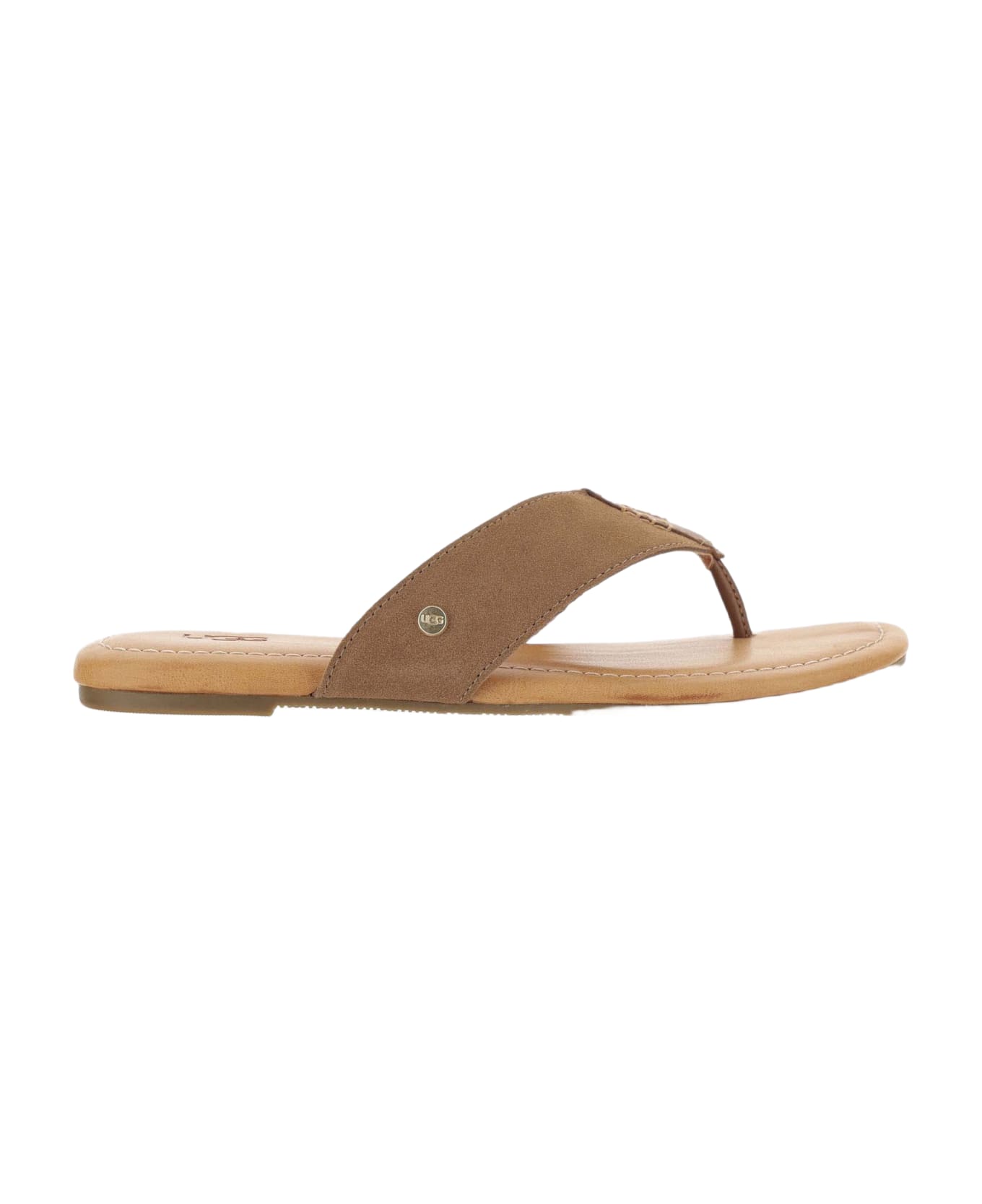 UGG Leather Sandals With Logo - Beige