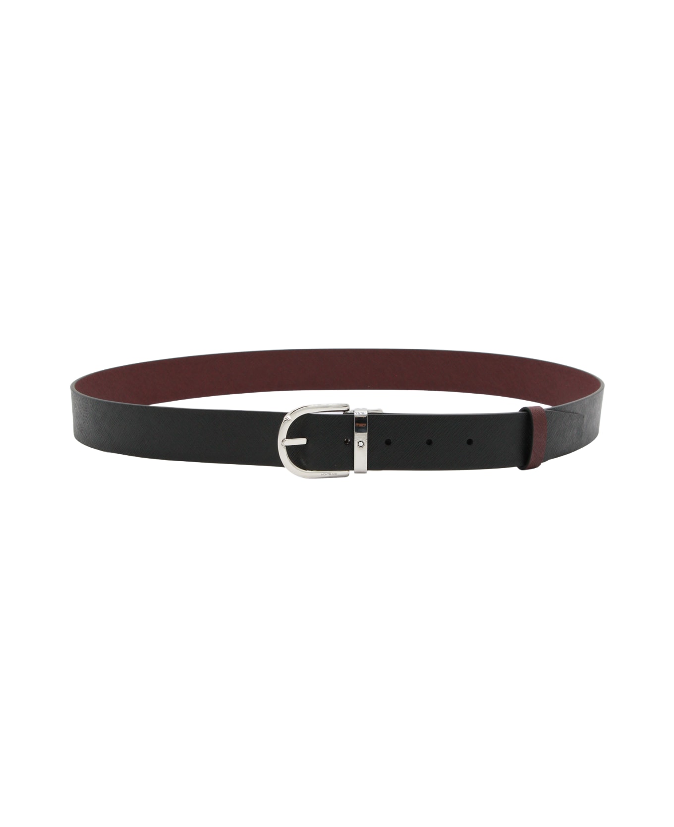 Montblanc Black Leather Belt - BLACK - BORDEAUX