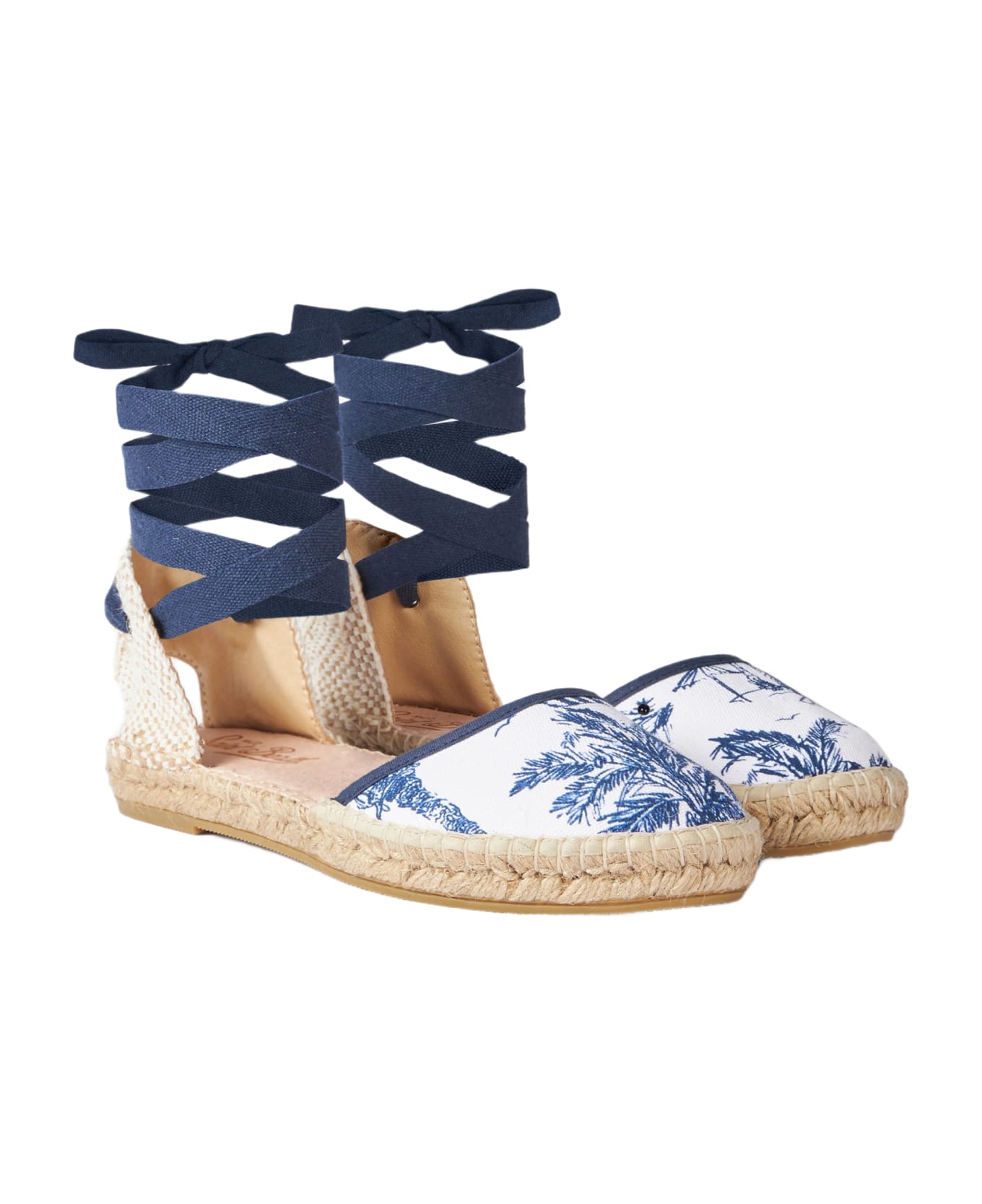 MC2 Saint Barth Flat Espadrillas With Toile De Jouy Print - WHITE