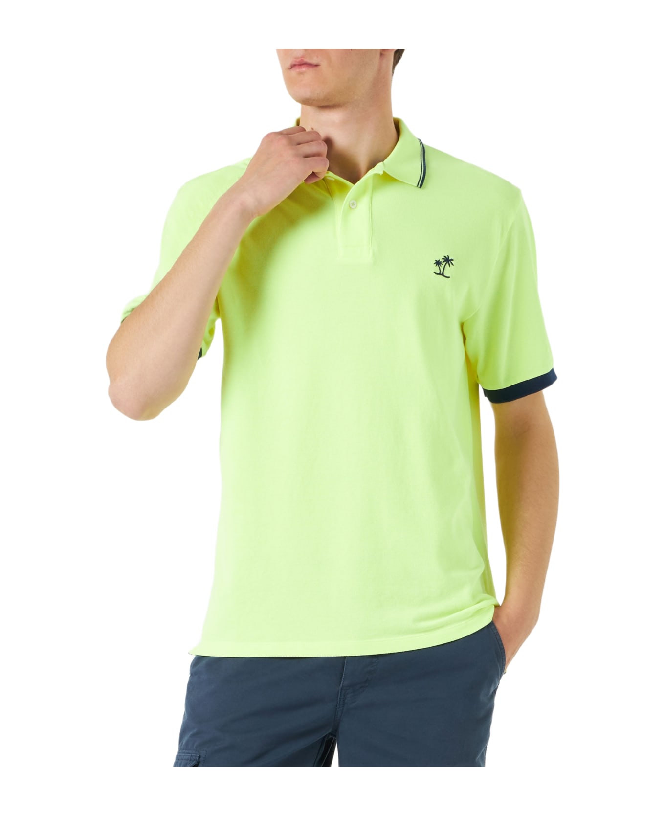 MC2 Saint Barth Fluo Yellow Piquet Polo With St. Barth Logo - FLUO