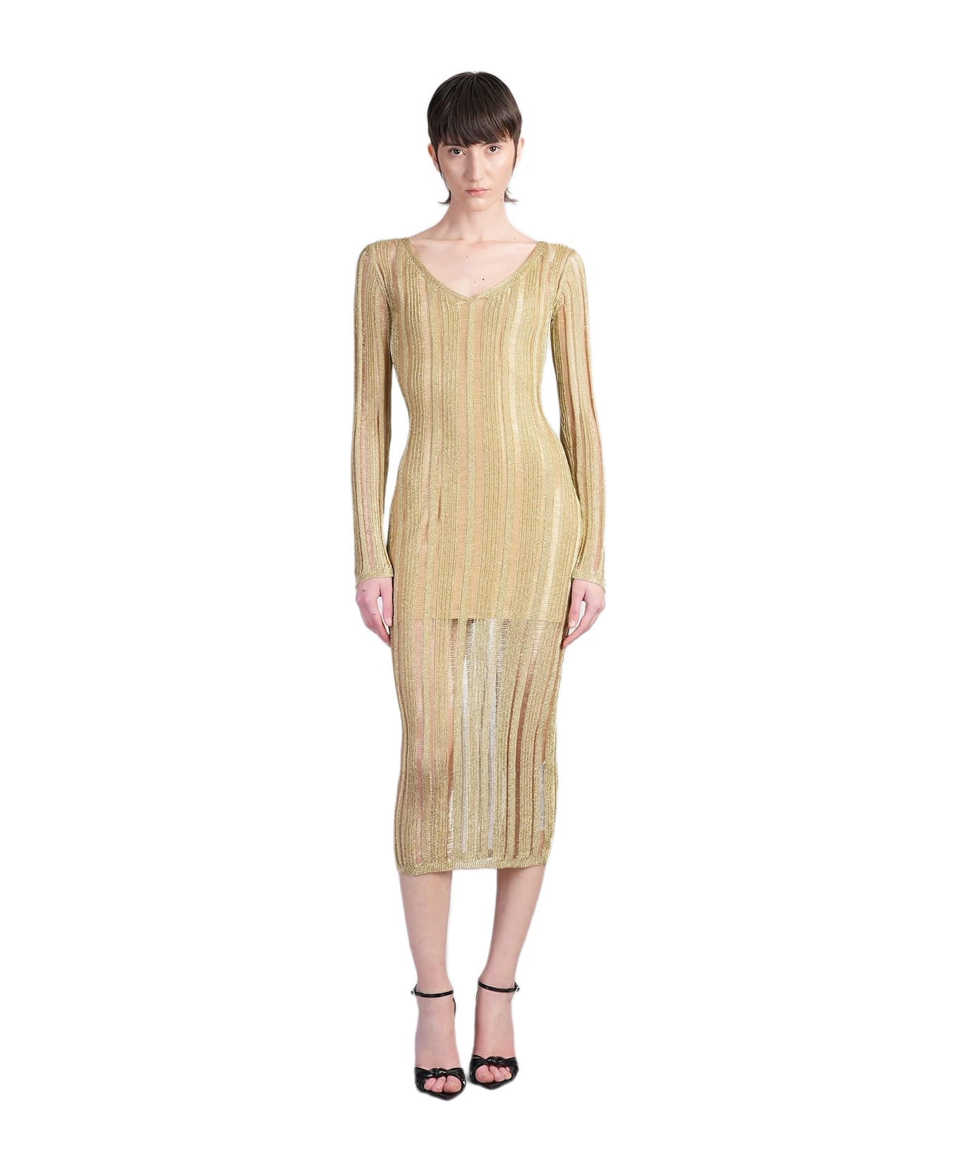 Cult Gaia Espen Long Dress In Gold Viscose - gold