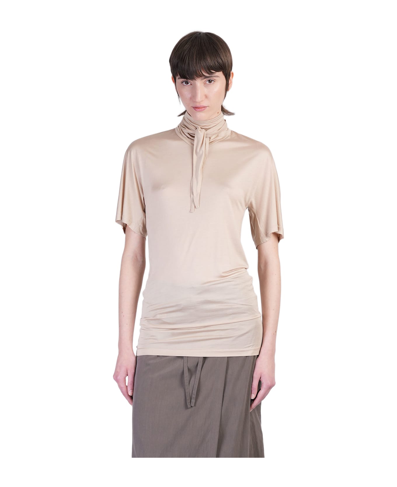 Lemaire T-shirt In Beige Silk - beige