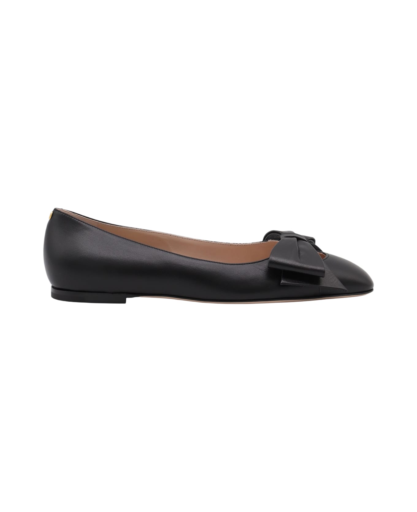 Valentino Garavani Black Leather Flats - Black