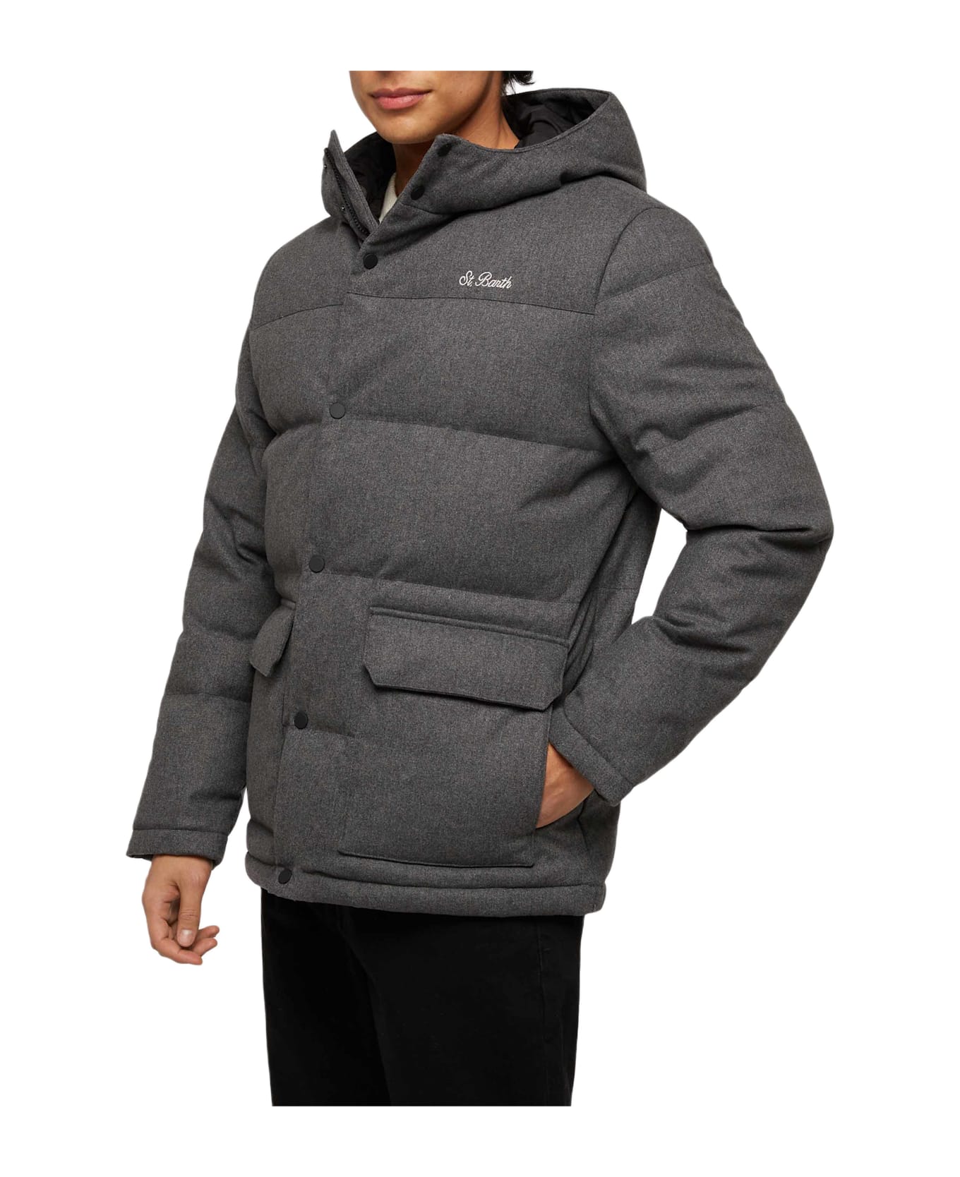MC2 Saint Barth Grey Wooly Hooded Down Jacket Baxter - GREY
