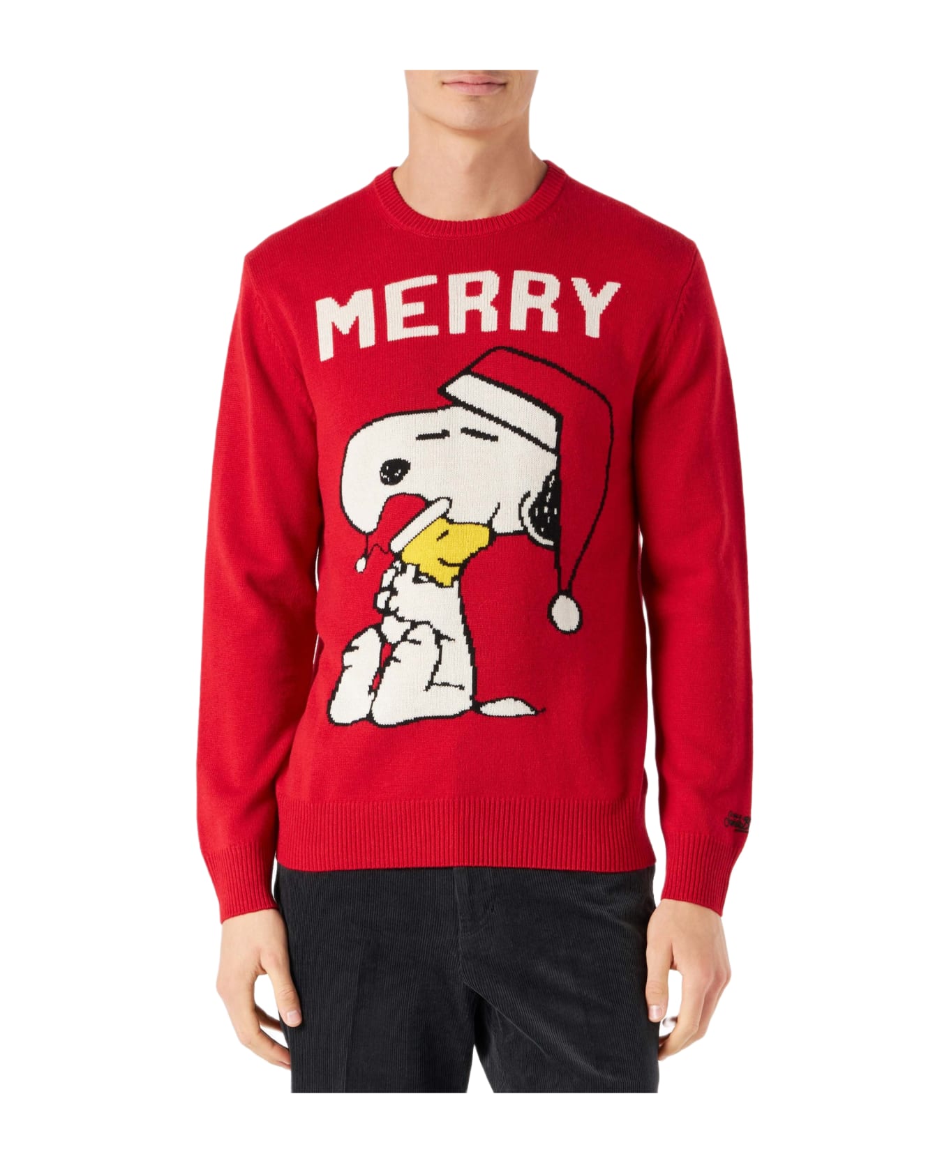 MC2 Saint Barth Man Red Sweater With Snoopy Print | Snoopy - Peanuts Special Edition - RED