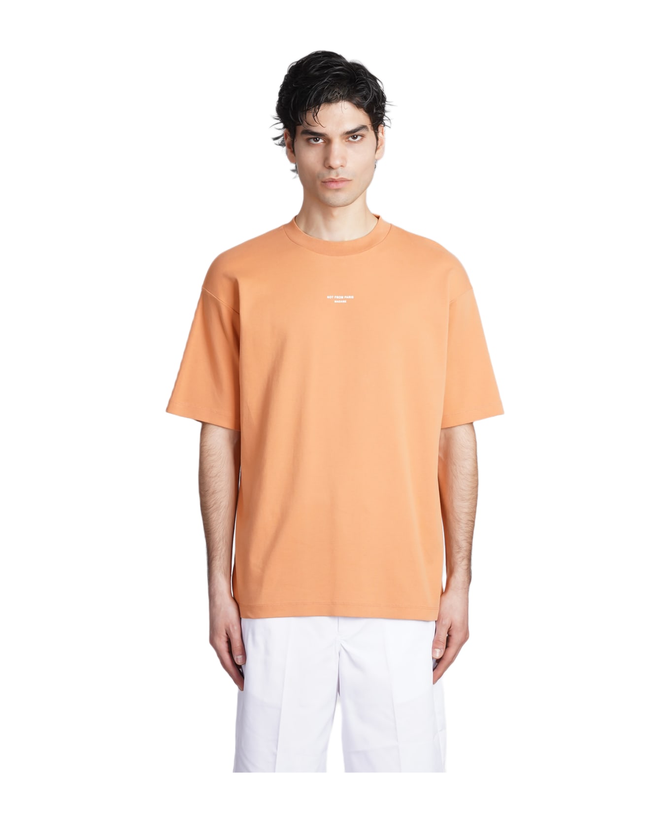 Drôle de Monsieur T-shirt In Orange Cotton - orange