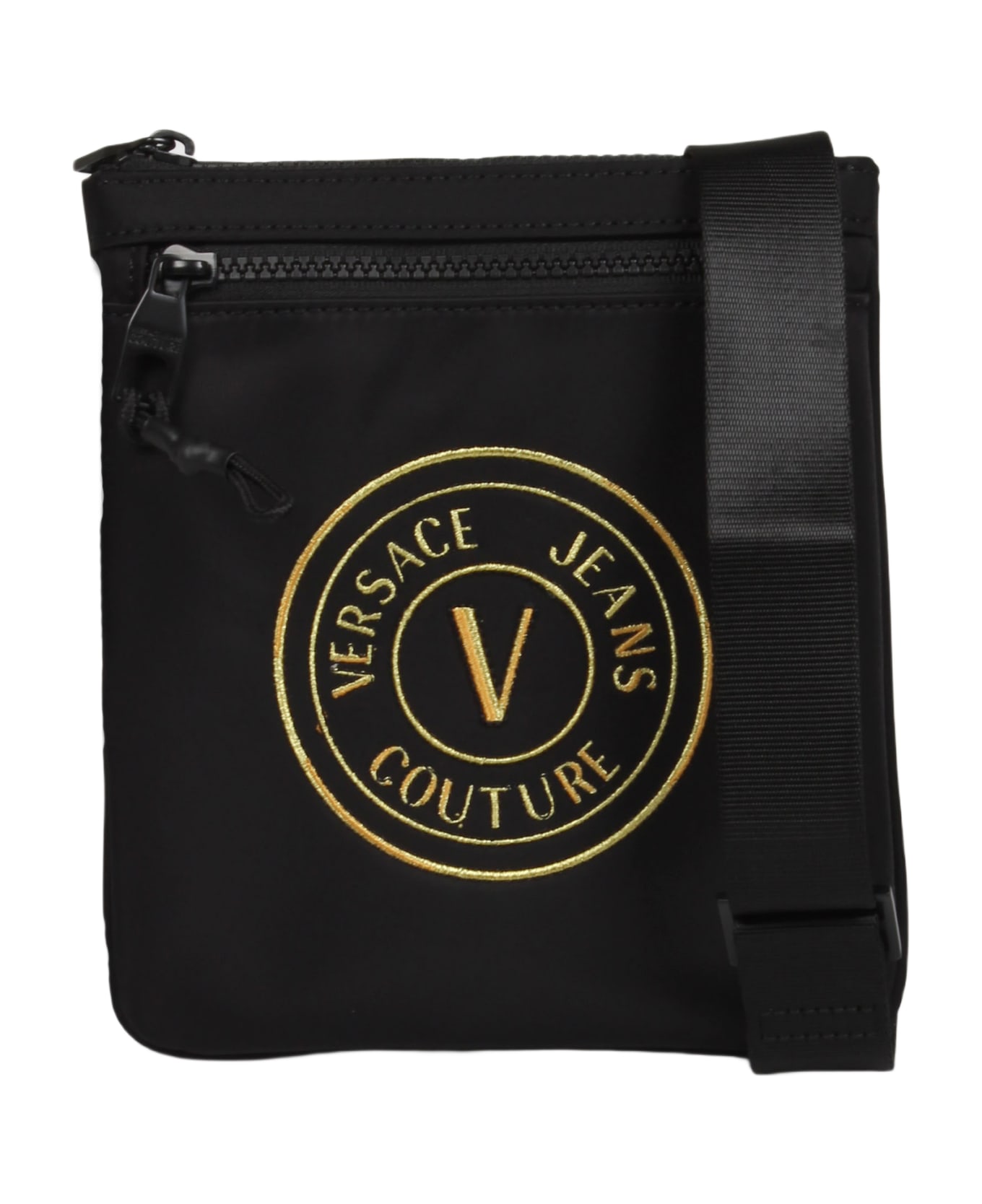Versace Jeans Couture V-emblem Nylon Messenger Bag - Black