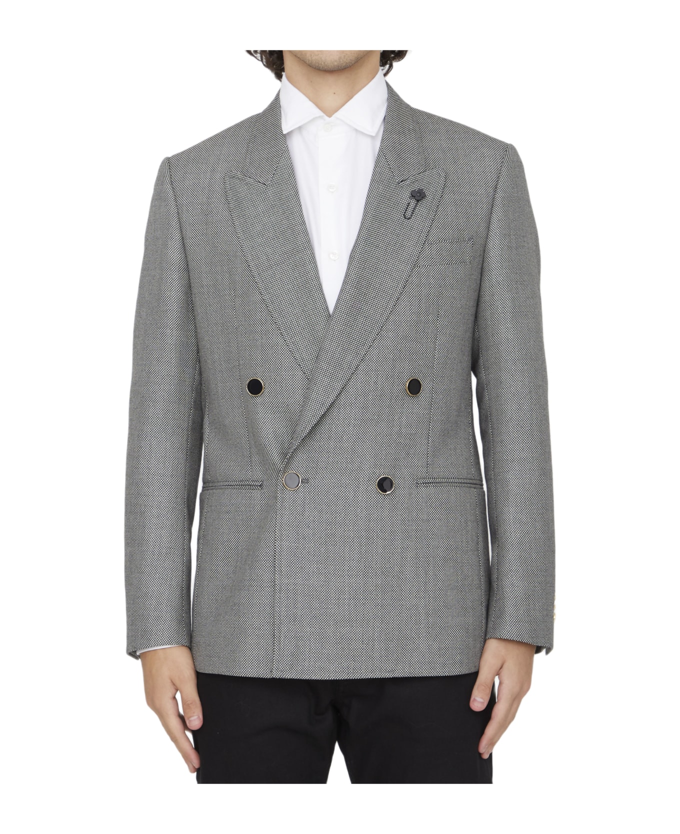 Lardini Double-breasted Wool Jacket - WHITE