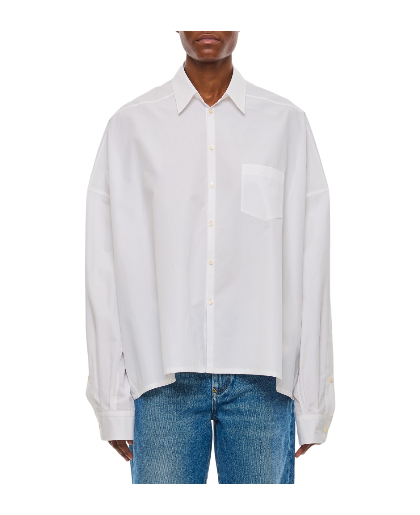 Junya Watanabe Cropped Cotton Shirt - White