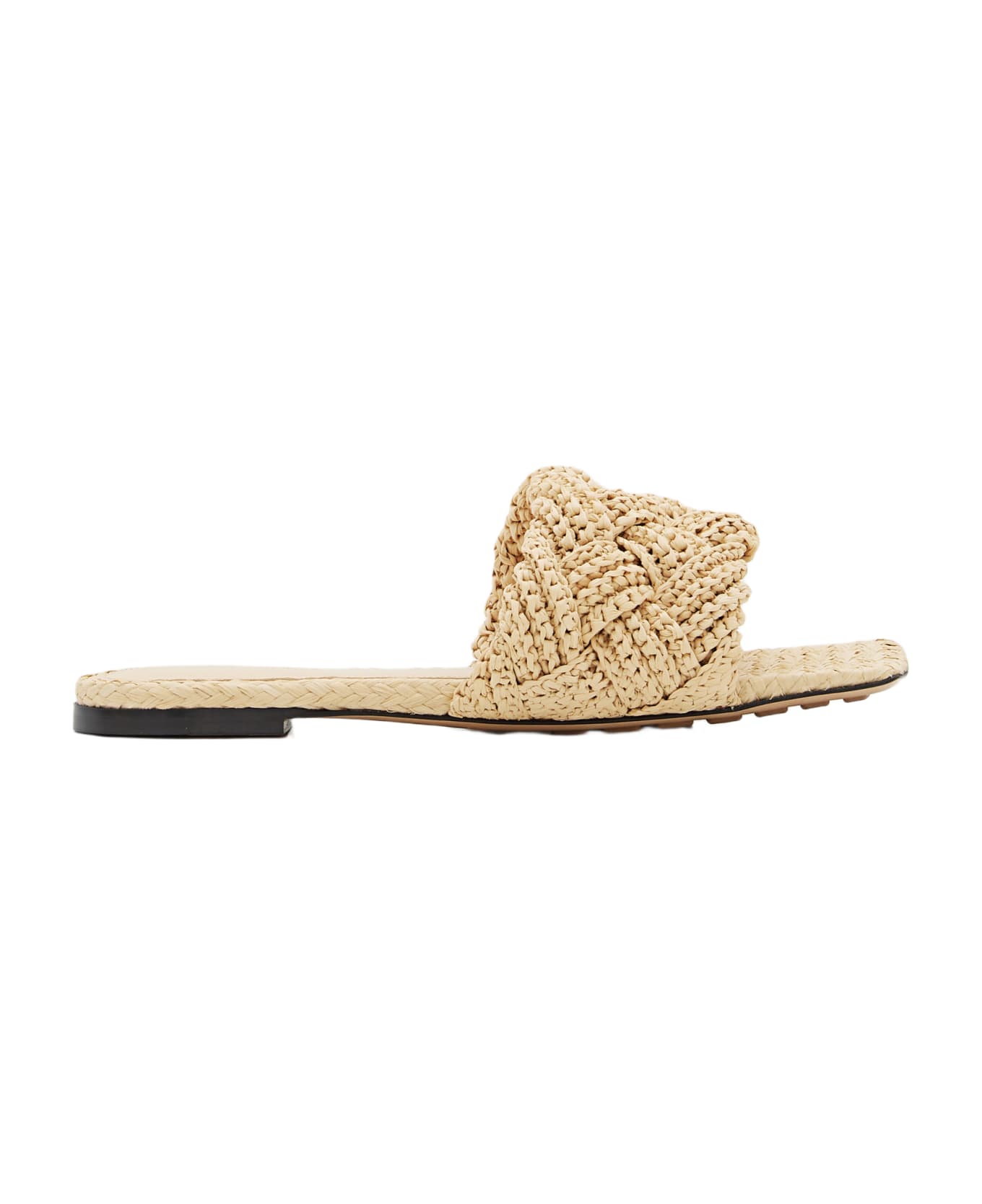 Bottega Veneta Raffia Lido Flat Sandals - Beige