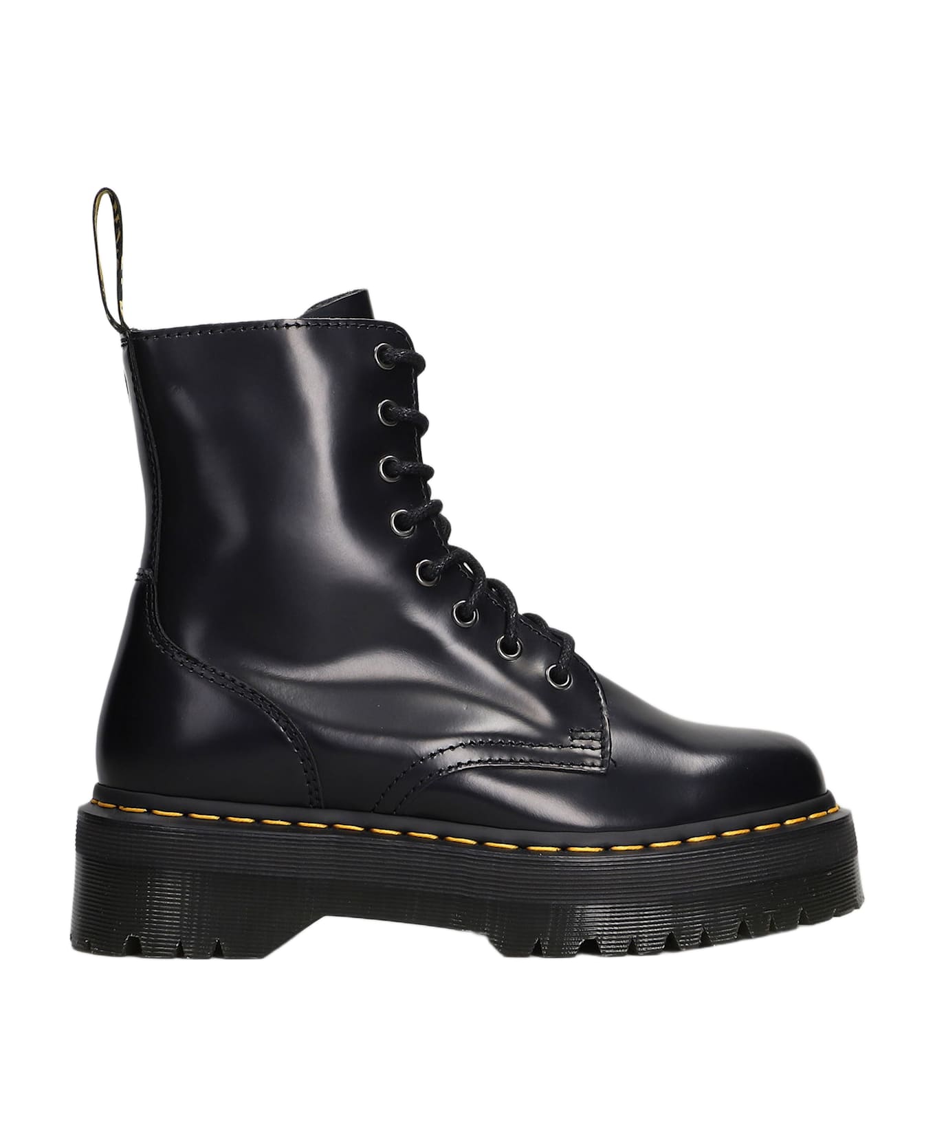 Dr. Martens Jadon Combat Boots In Black Leather - black