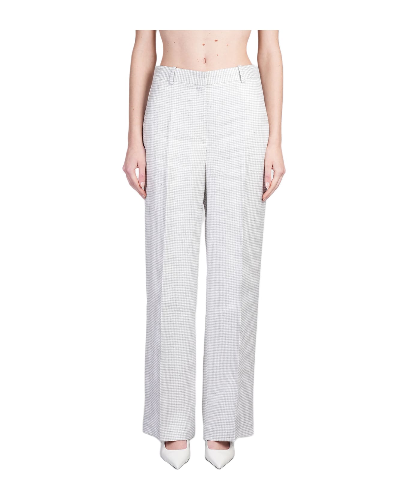 Theory Pants In Grey Linen - grey