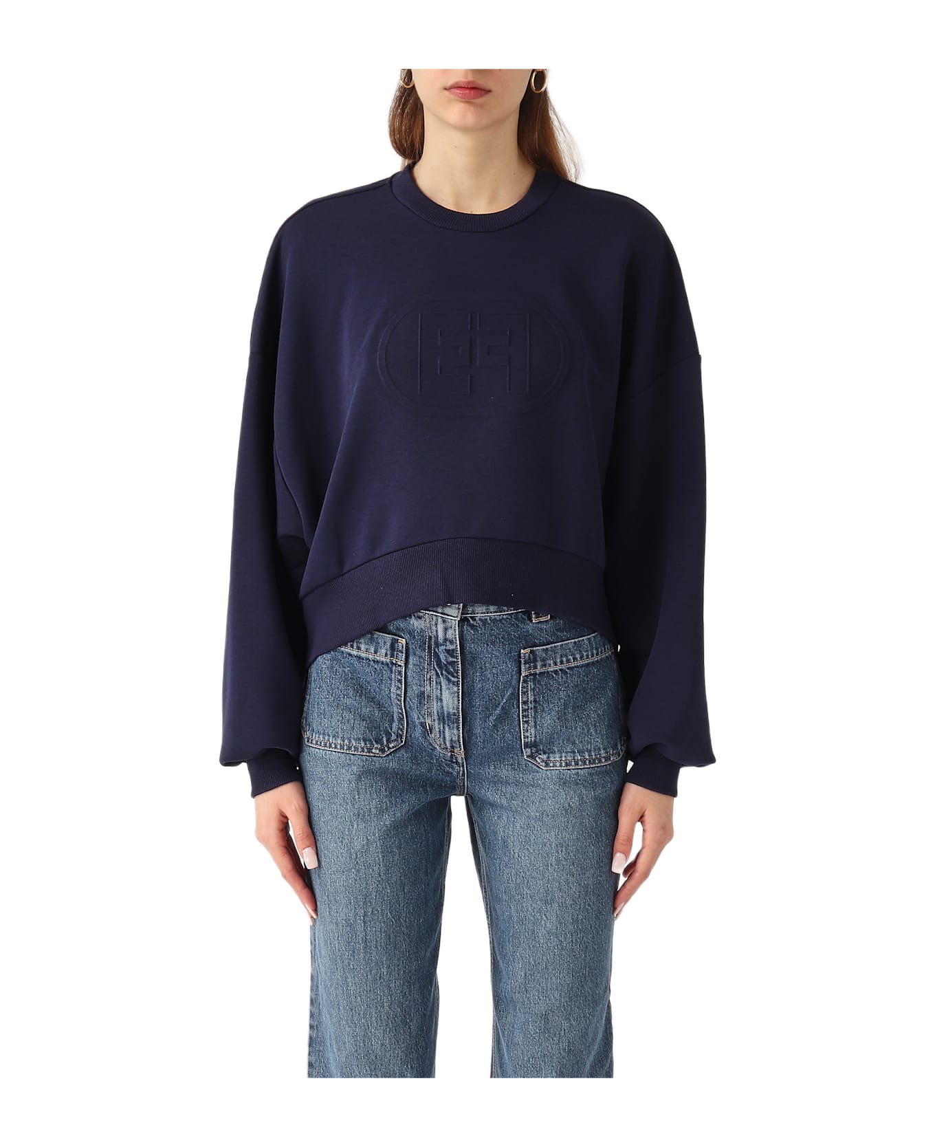 Elisabetta Franchi Cotone Hoodie - NAVY