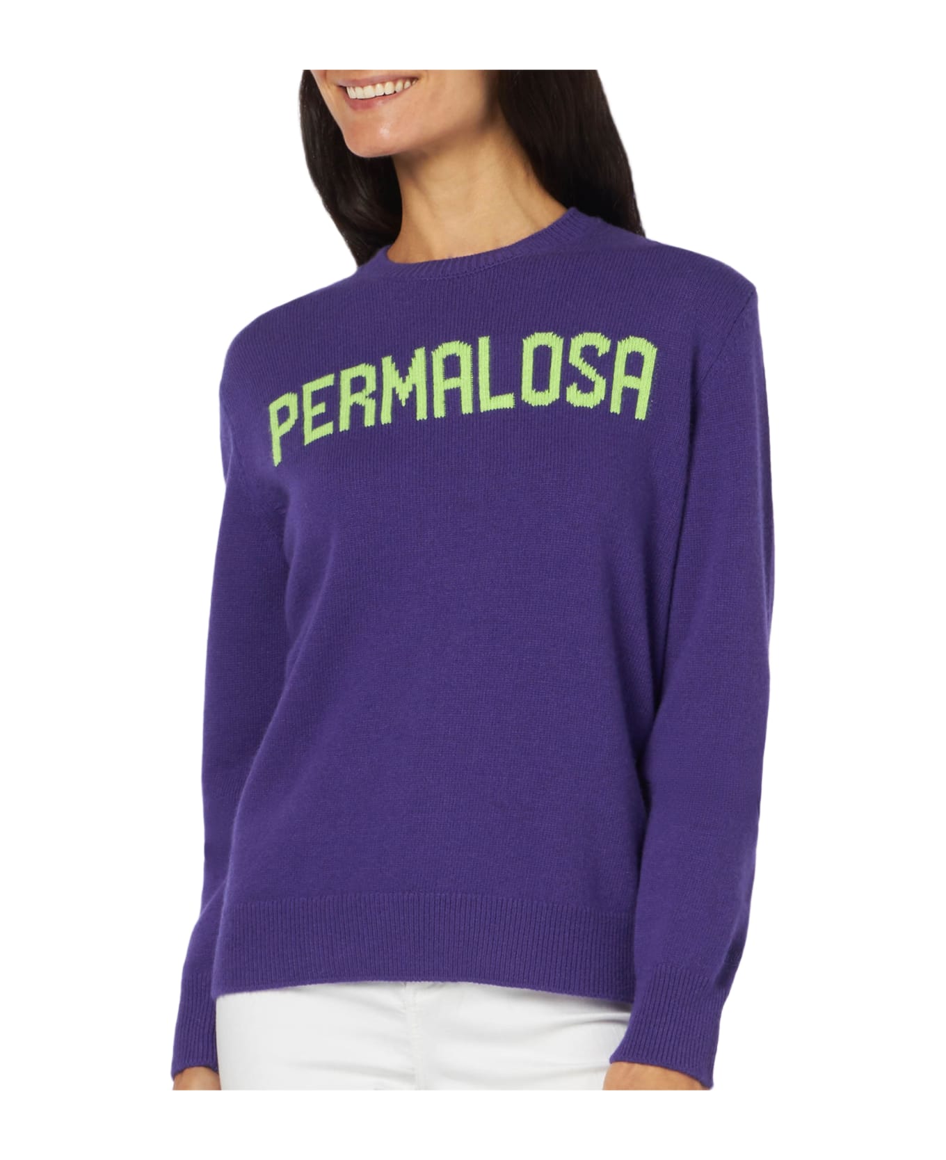 MC2 Saint Barth Woman Crewneck Purple Sweater With Permalosa Print - PINK