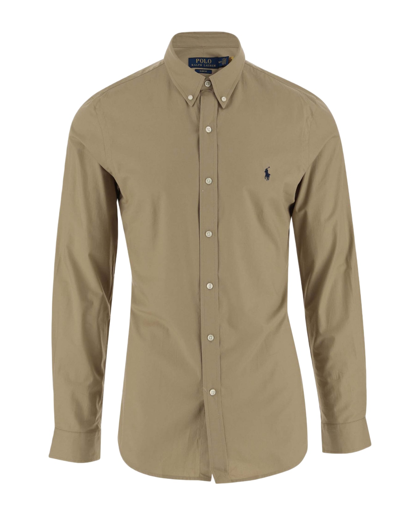Polo Ralph Lauren Stretch Cotton Shirt With Logo - Beige