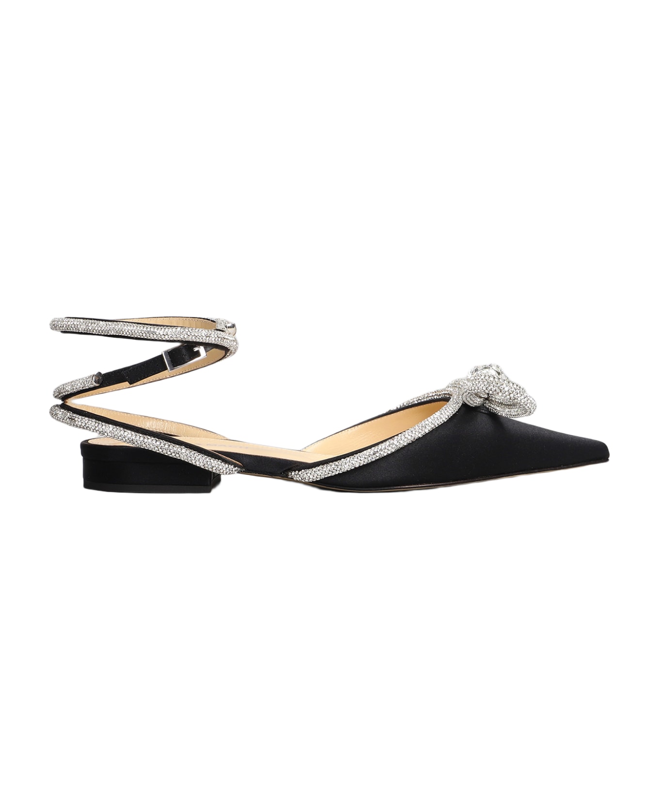 Mach & Mach Ballet Flats In Black Satin - black