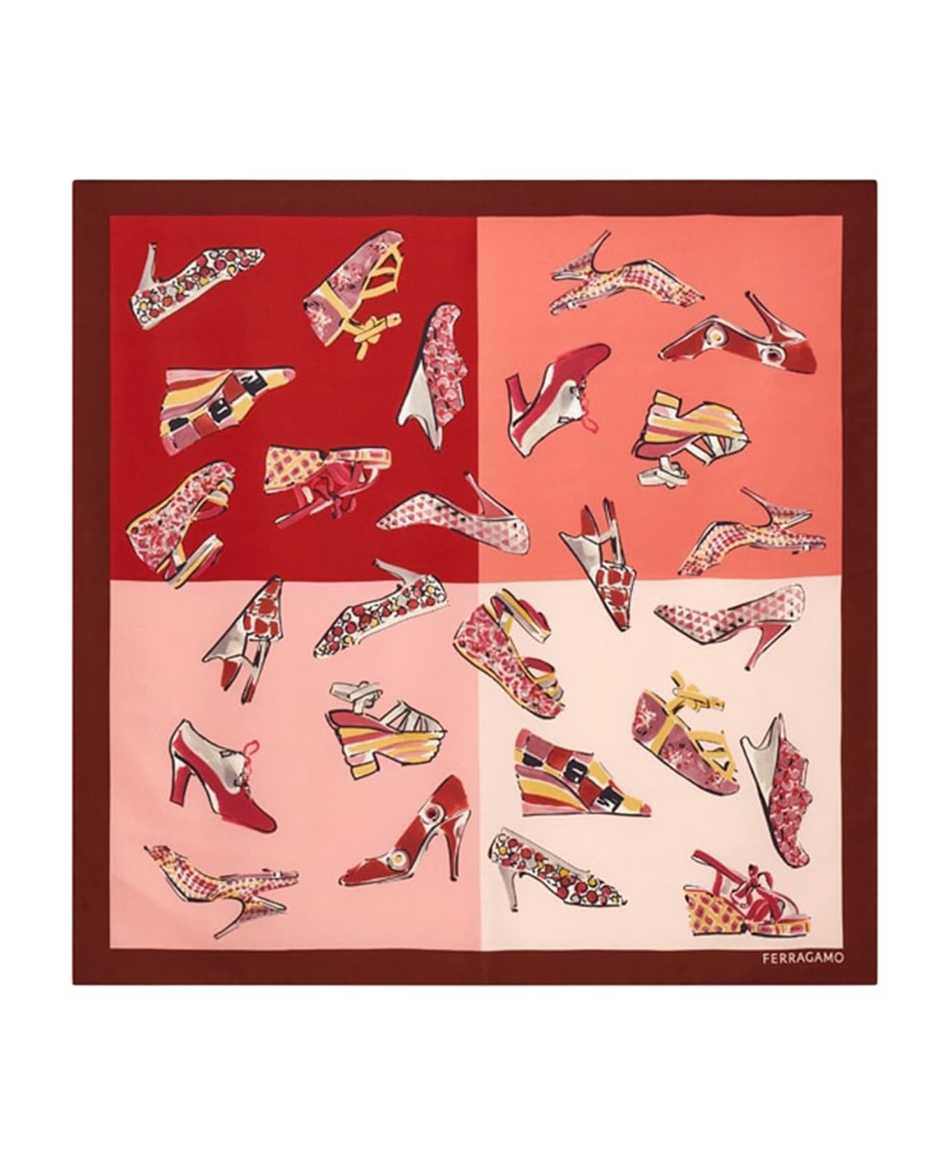 Ferragamo Silk Scarf With Genio Print - Red