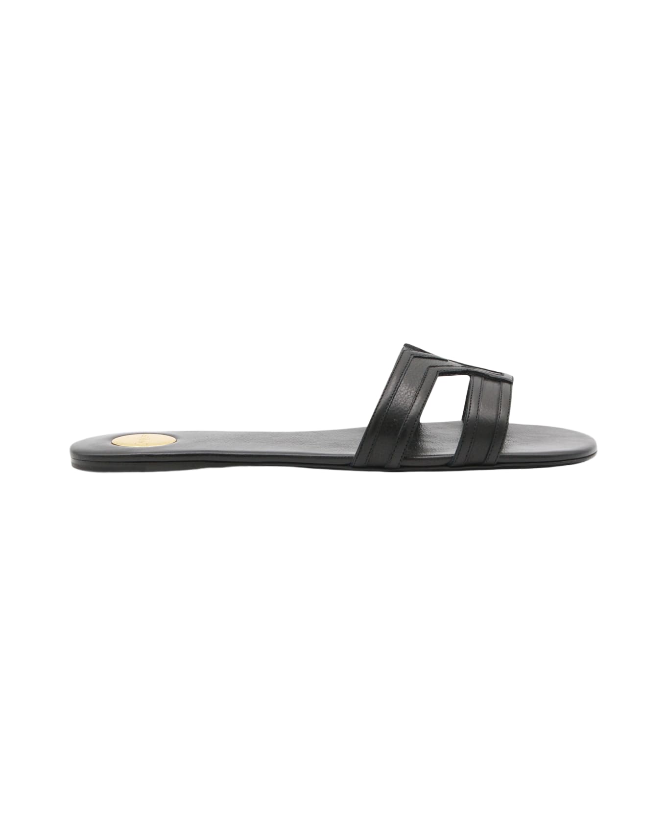 Saint Laurent Black Leather Flats - Black