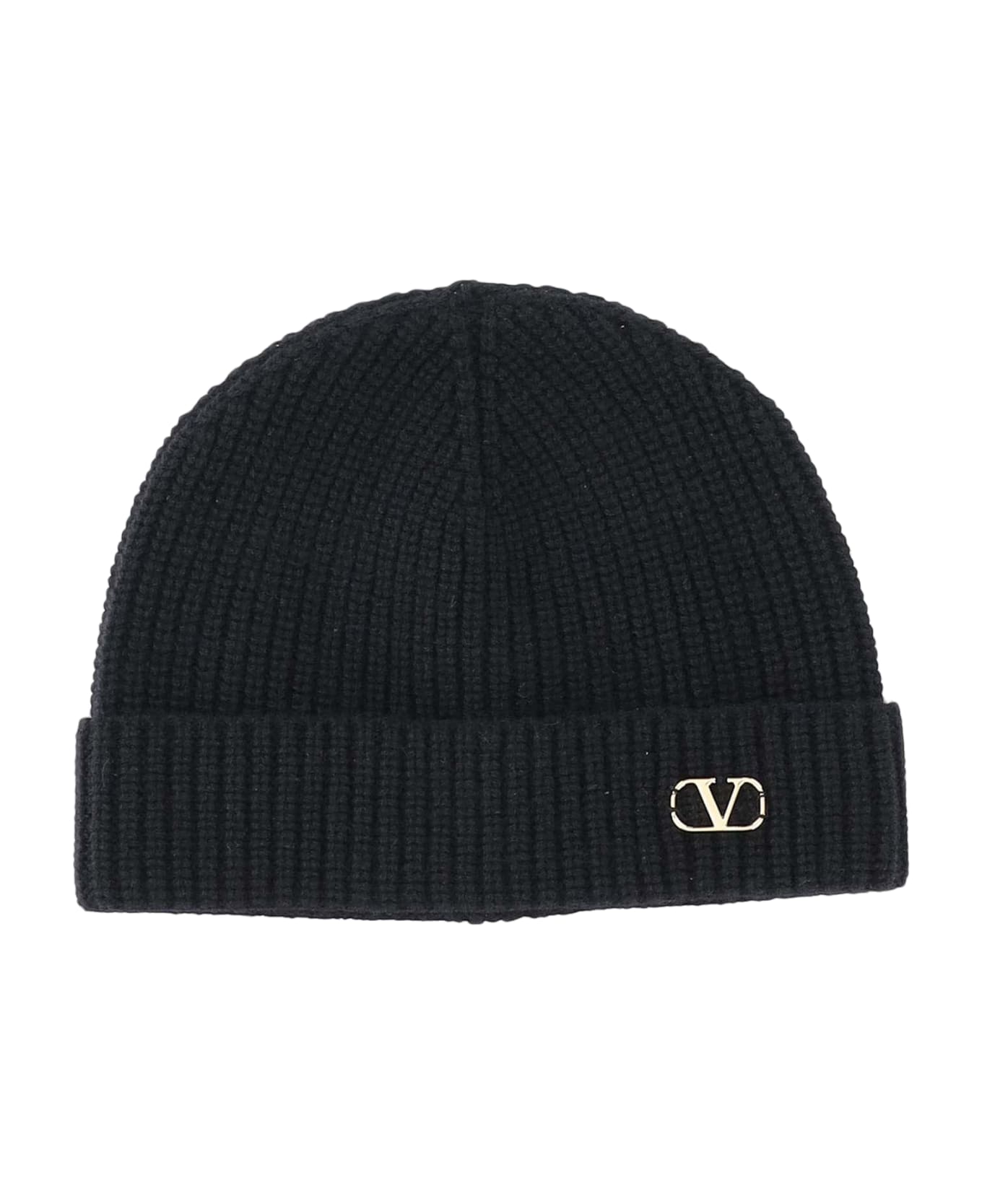 Valentino Garavani Wool Beanie With Logo - Black