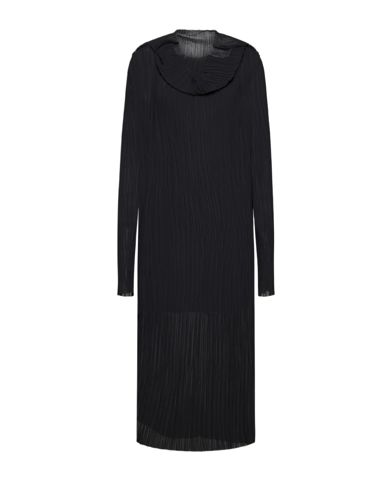 MM6 Maison Margiela Pleated Fabric Midi Dress - Black ワンピース＆ドレス
