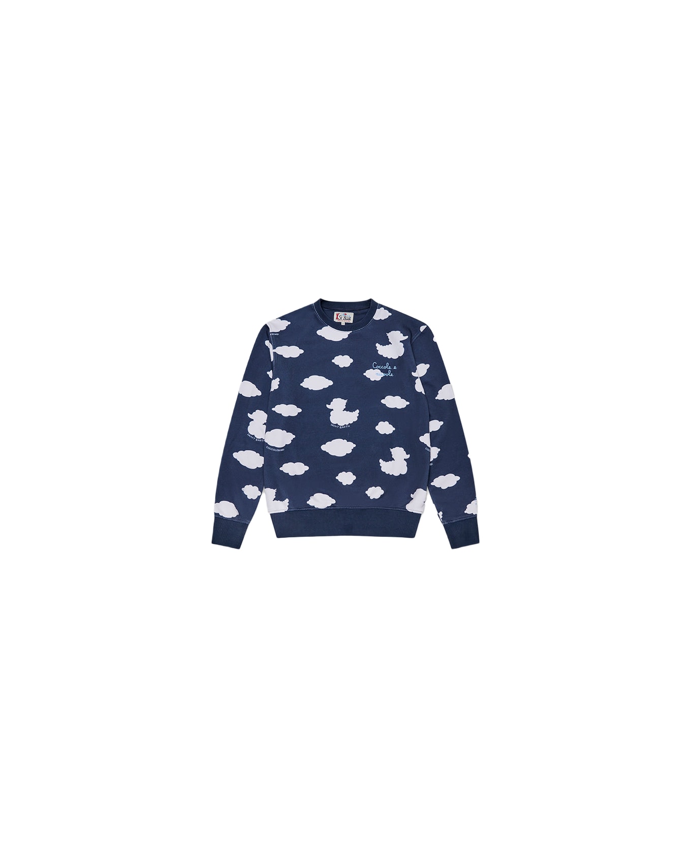 MC2 Saint Barth Crewneck Blue Sweatshirt With Coccole E Nuvole Embroidery | Coccolebimbi Special Edition - BLUE