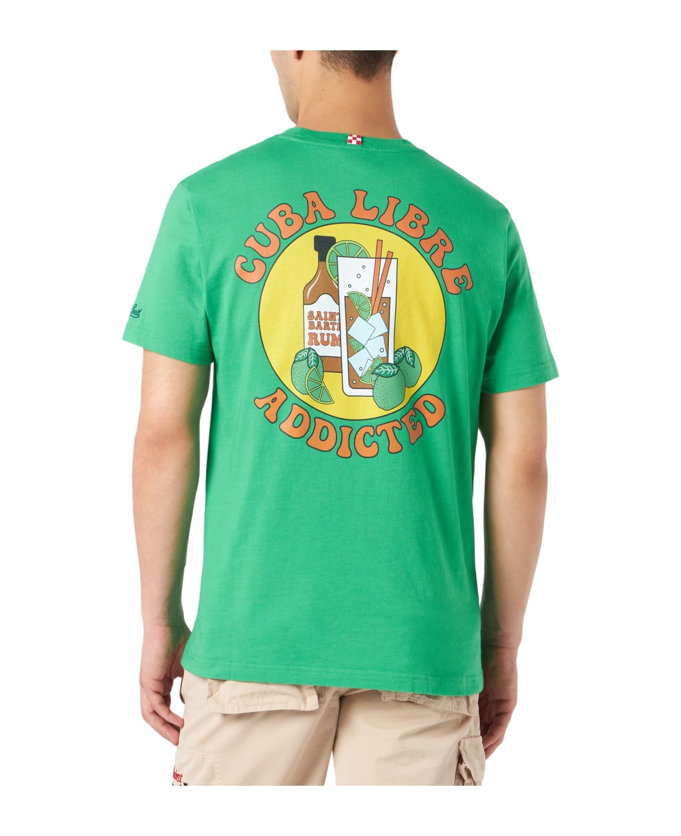 MC2 Saint Barth Man Cotton T-shirt With Cuba Libre Addicted Print - GREEN