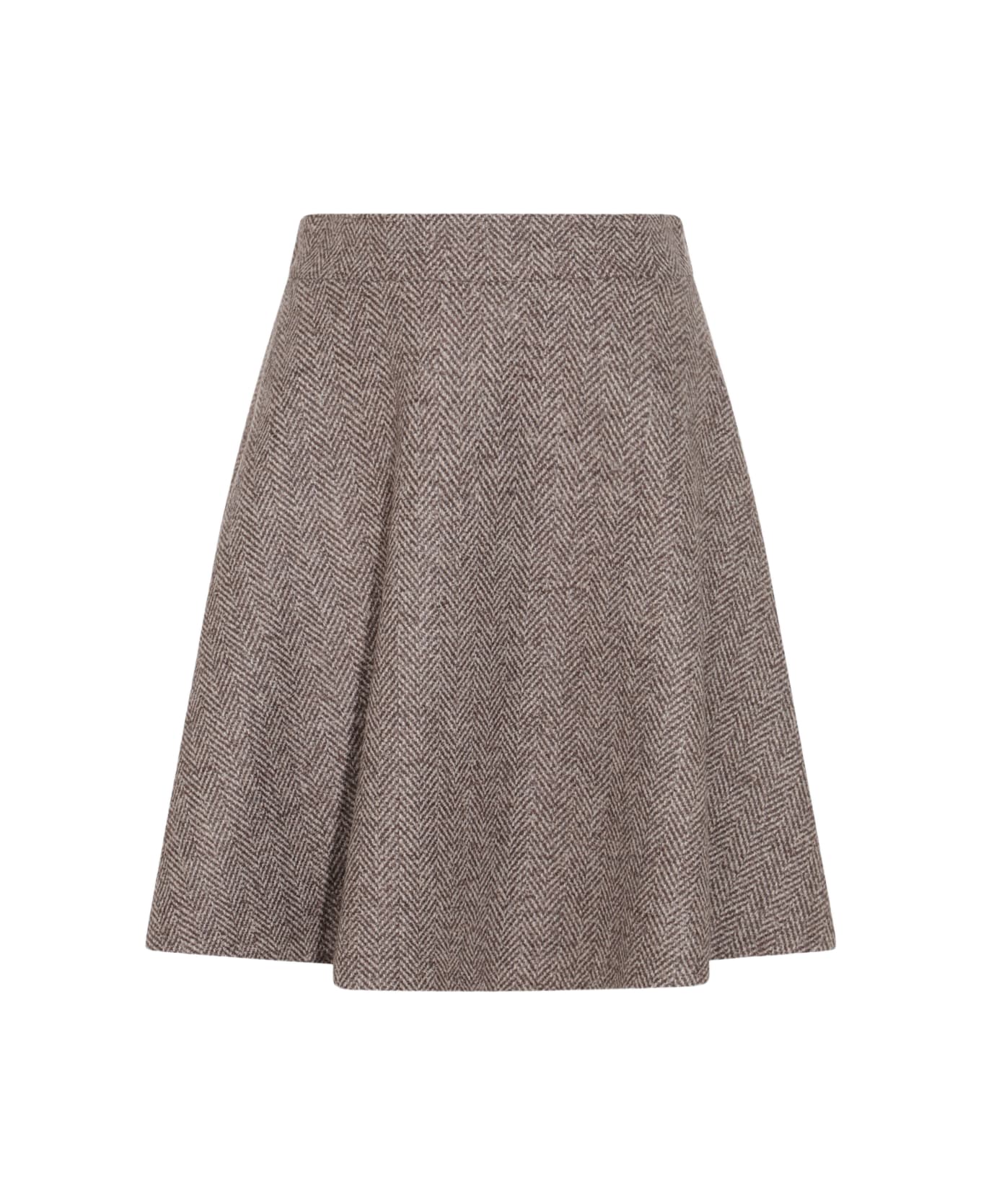 Brunello Cucinelli Brown Wool Mini Skirt - MARRONE/GRIGIO/BEIGE