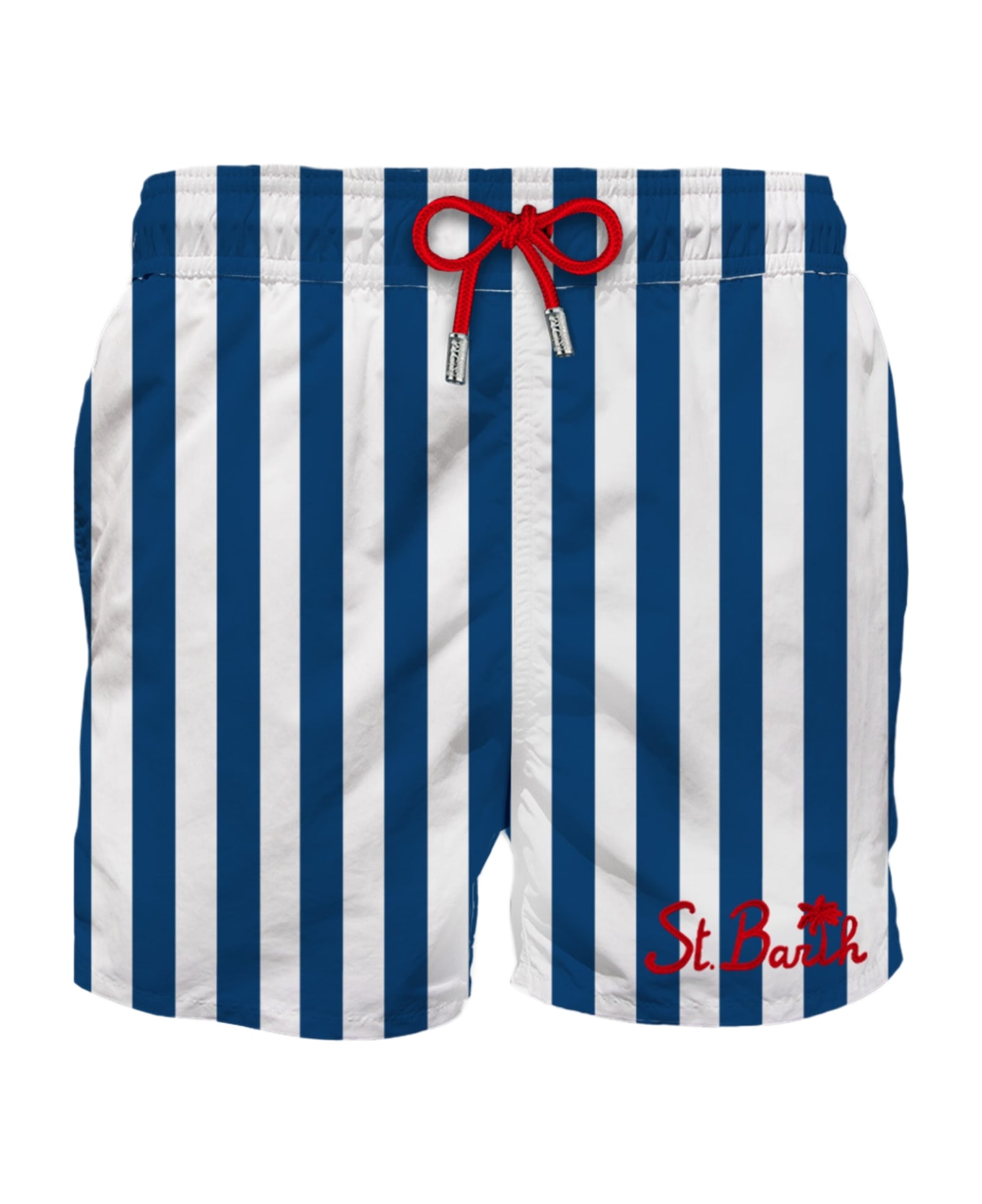 MC2 Saint Barth Man Classic Swim Shorts With White And Blue Stripes - BLUE