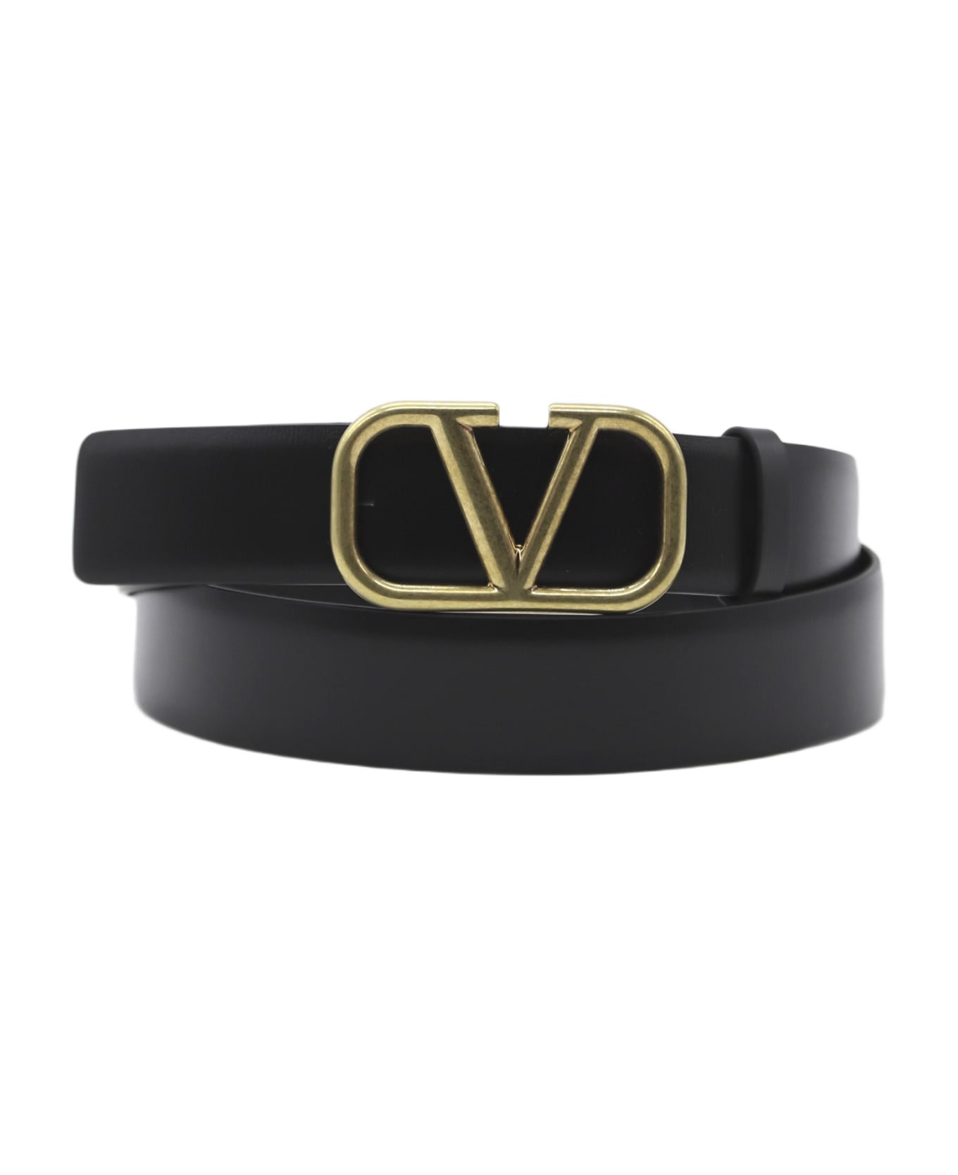 Valentino Garavani Vlogo Signature Leather Belt - NERO