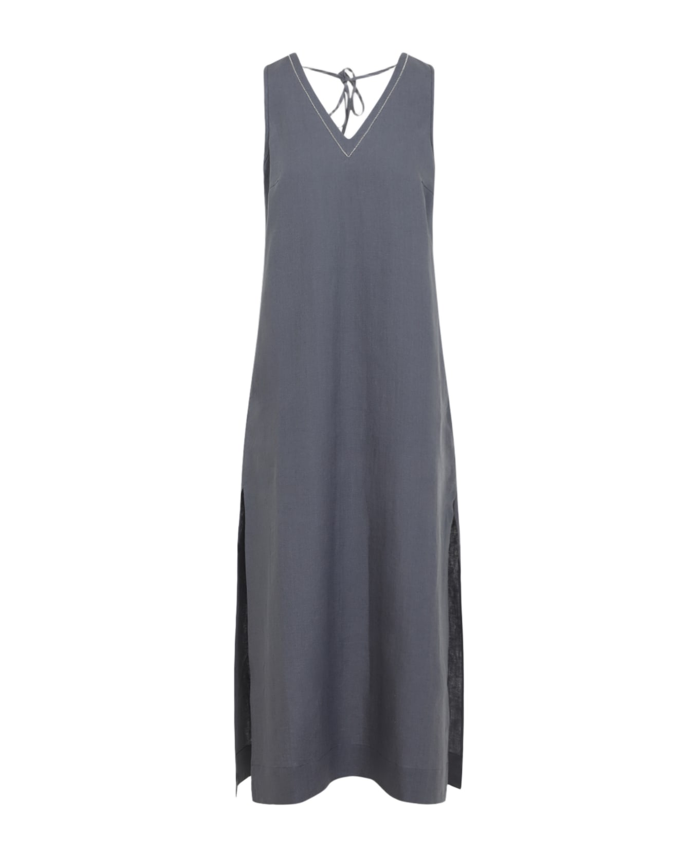 Peserico V-neckline Long Dress - Blu Avio