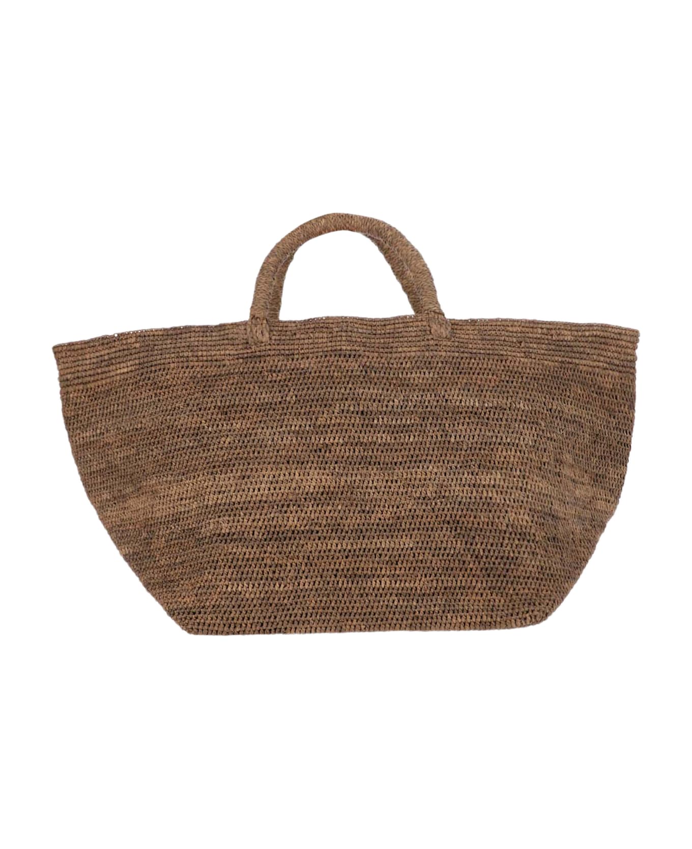 Ibeliv Vanilla Raffia Medium Tote Bag - Brown